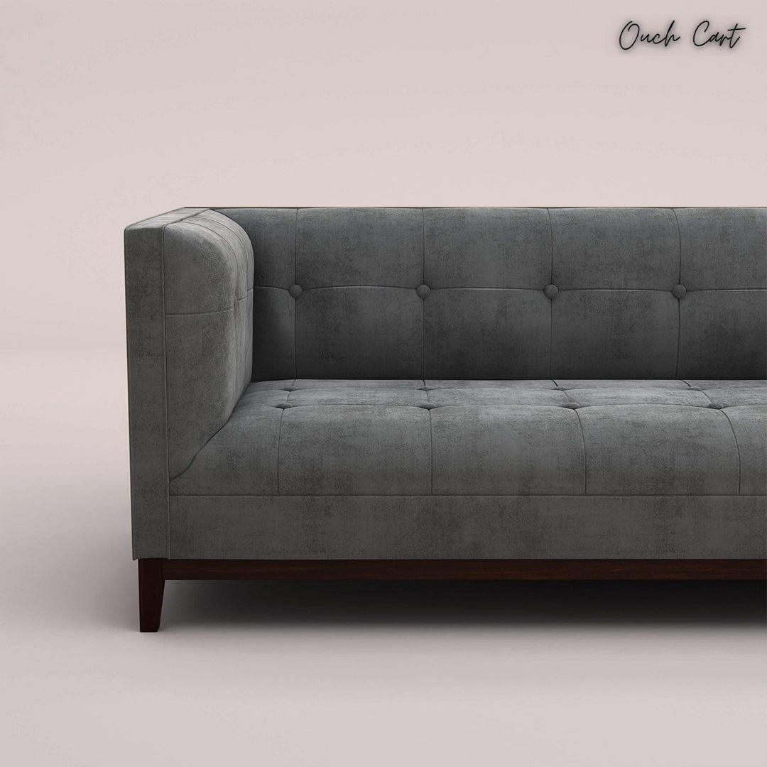 LOREN THREE SEATER FABRIC SOFA (VELVET, CHARCOAL GRAY) - Ouch Cart