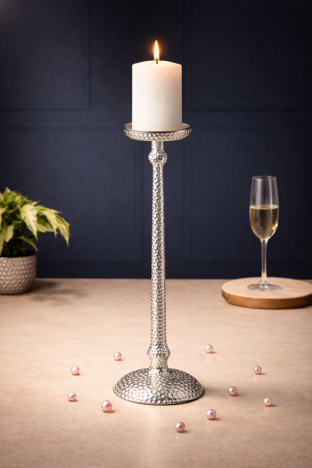 Harrington Large Silver candle holder M.M.I. OVERSEAS