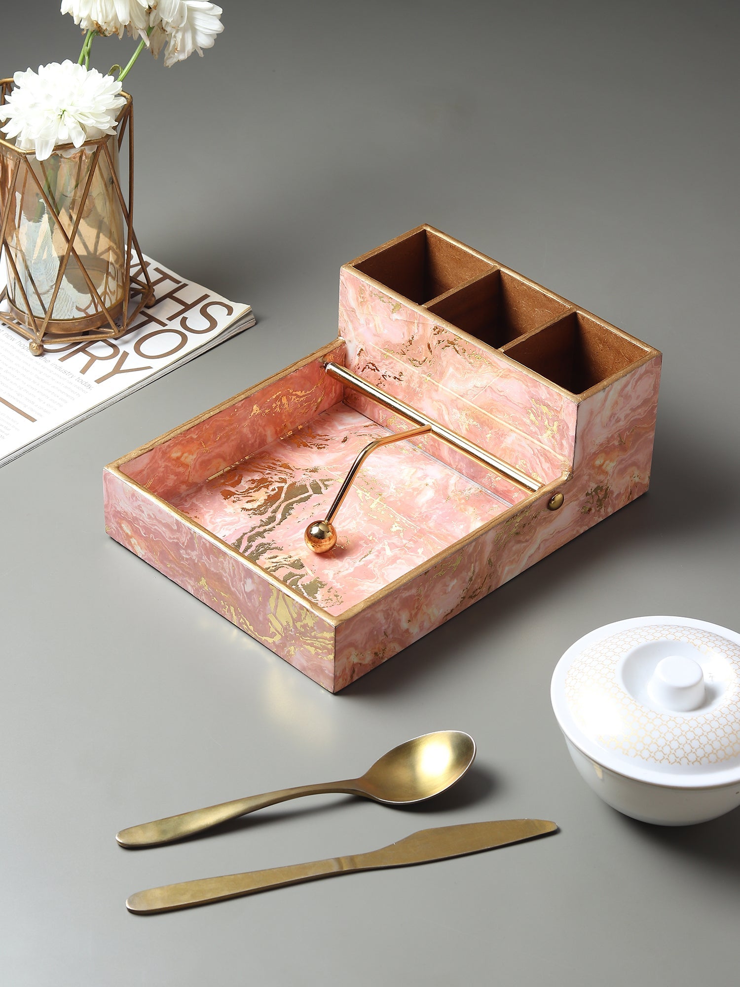 Rosa Perlino Cutlery and Tissue Holder M.M.I. OVERSEAS