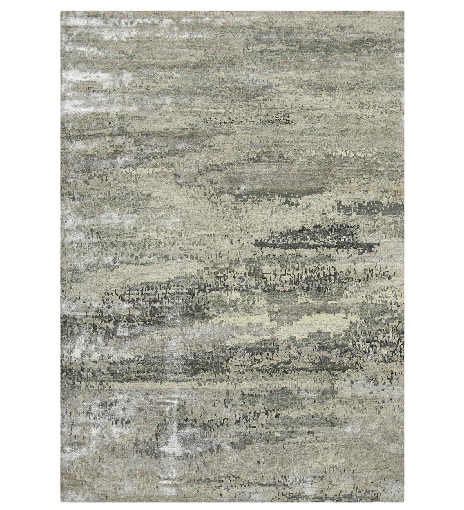 Synergy Modern Pattern Hand Knotted Rectangle Anti-Skid Designer Carpet, Prayer Rug For Office Cabins, Small Living Spaces - 2'X3'