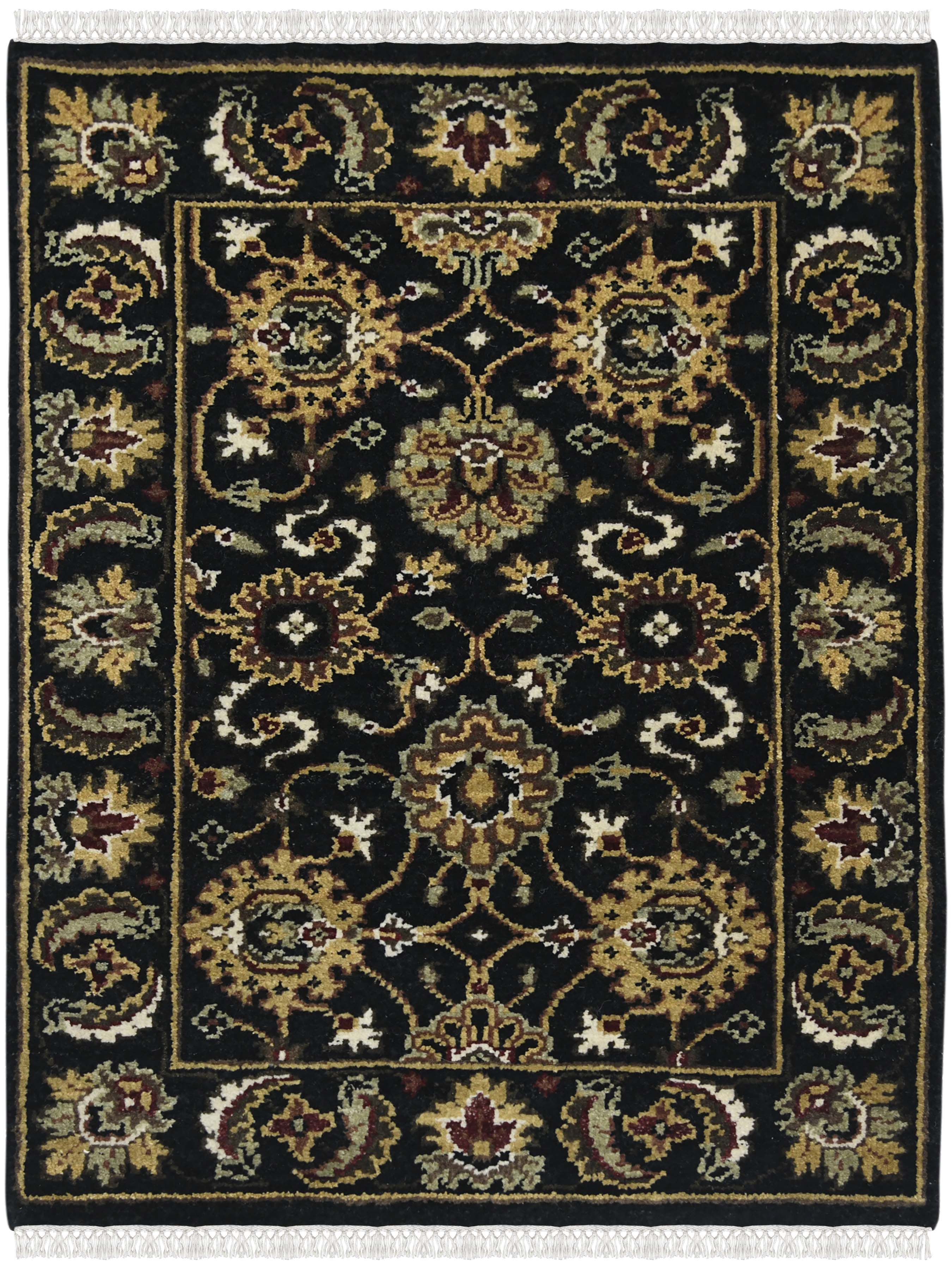 Luxor Classic Pattern Hand Knotted Rectangle Anti-Skid Designer Carpet, Prayer Rug For Office Cabins, Small Living Spaces - 2'X3'