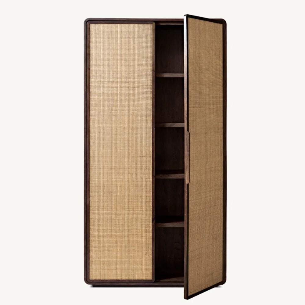 Simple American-Style Wardrobe – Retro Solid Wood Bedroom Armoire