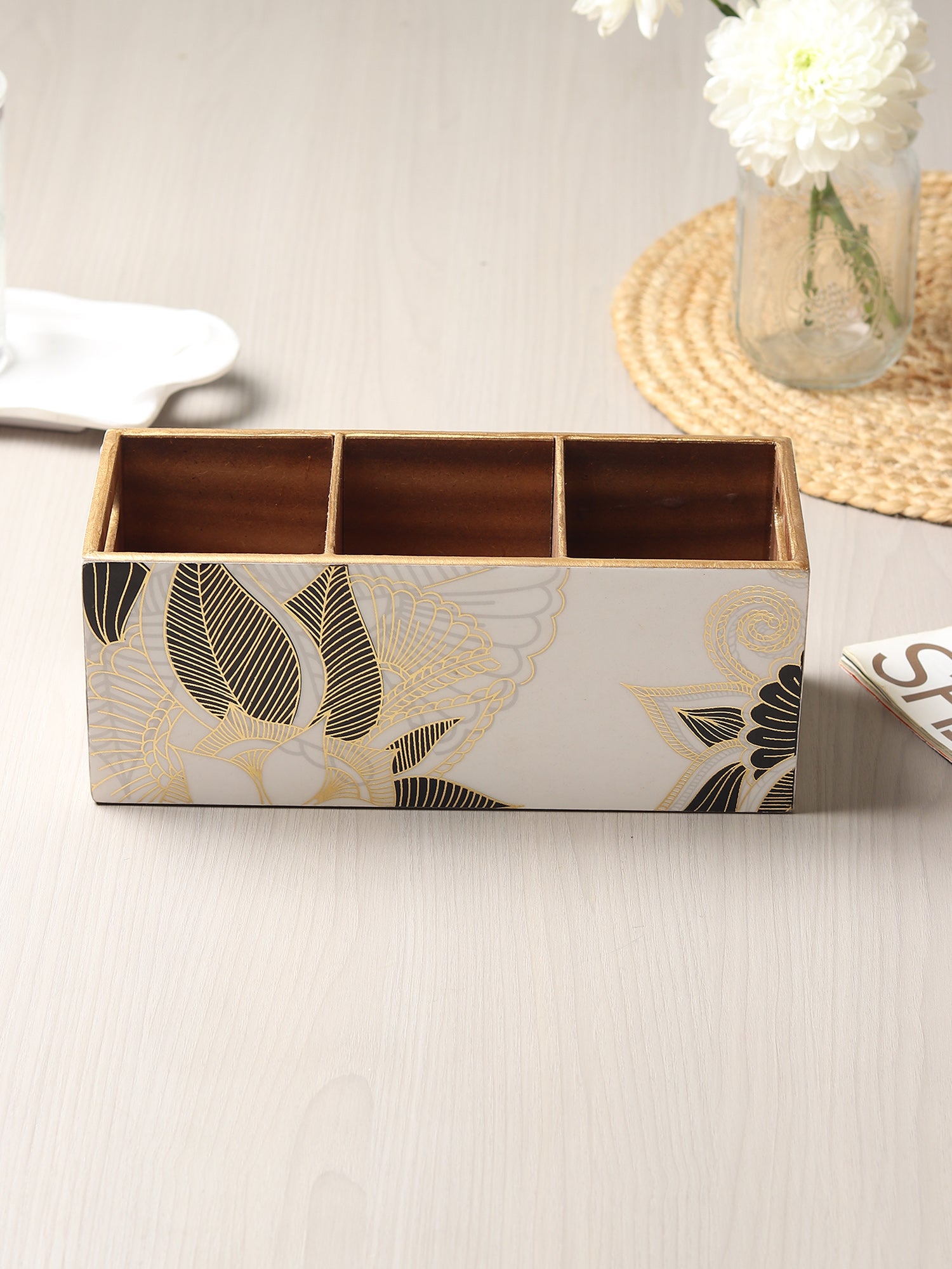 Ivory Noir Bloom Cutlery holder