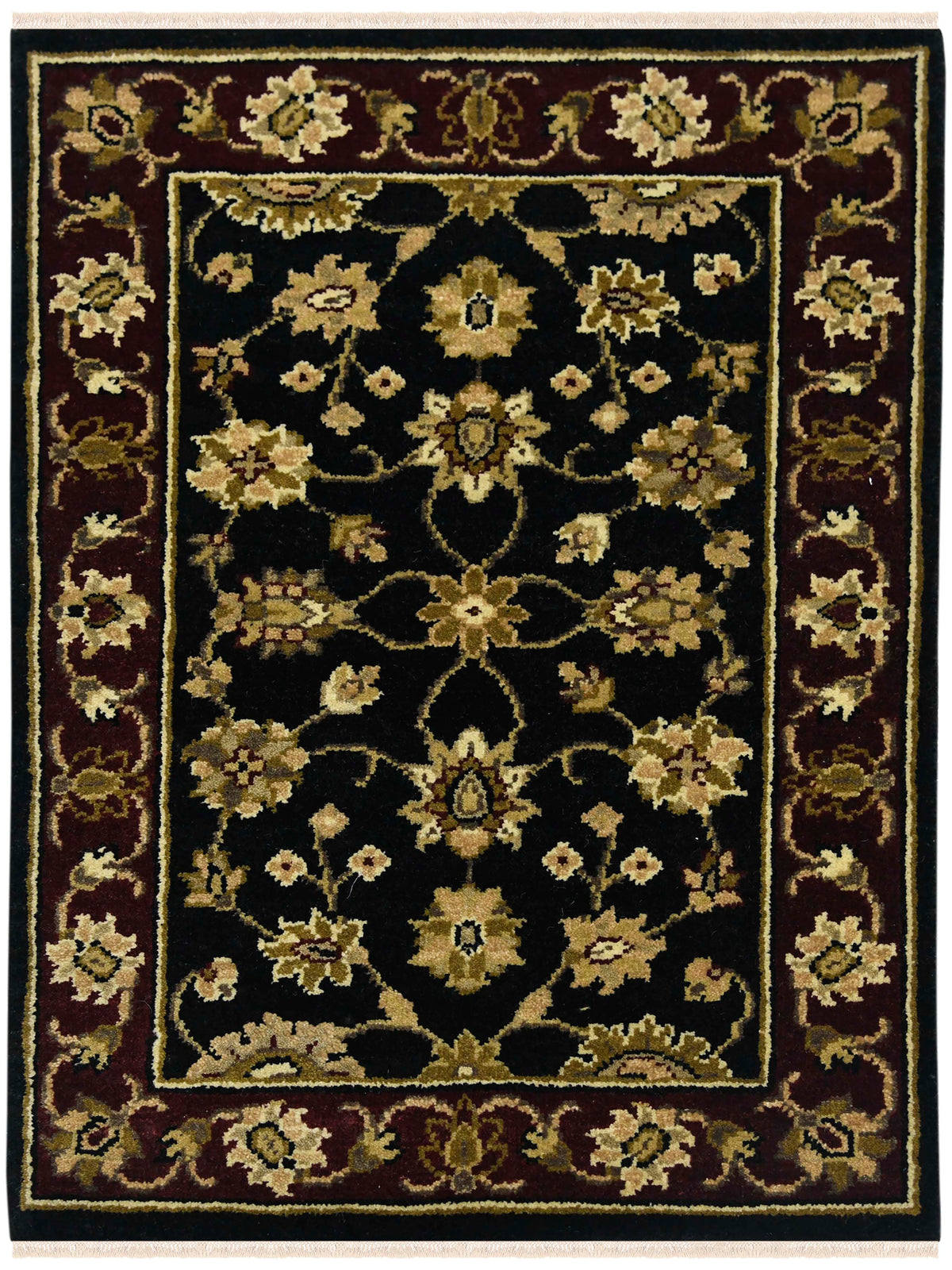 Luxor Classic Pattern Hand Knotted Rectangle Anti-Skid Designer Carpet, Prayer Rug For Office Cabins, Small Living Spaces - 2'X3' Saraswati Global