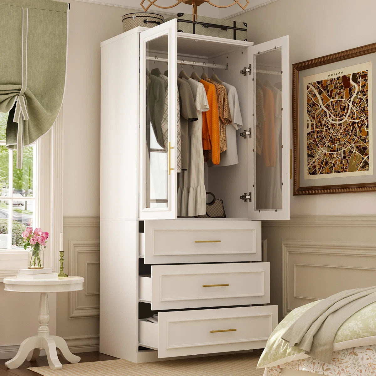 Durable Armoire Spacious Modern Bedroom Wardrobe OUCH CART