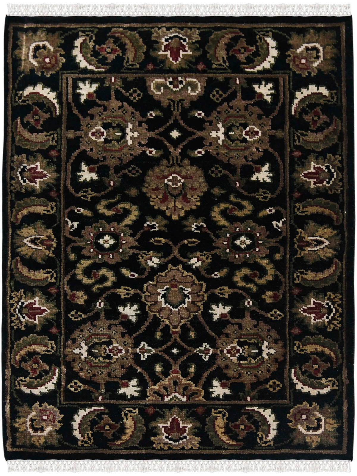 Luxor Classic Pattern Hand Knotted Rectangle Anti-Skid Designer Carpet, Prayer Rug For Office Cabins, Small Living Spaces - 2'X3' Saraswati Global