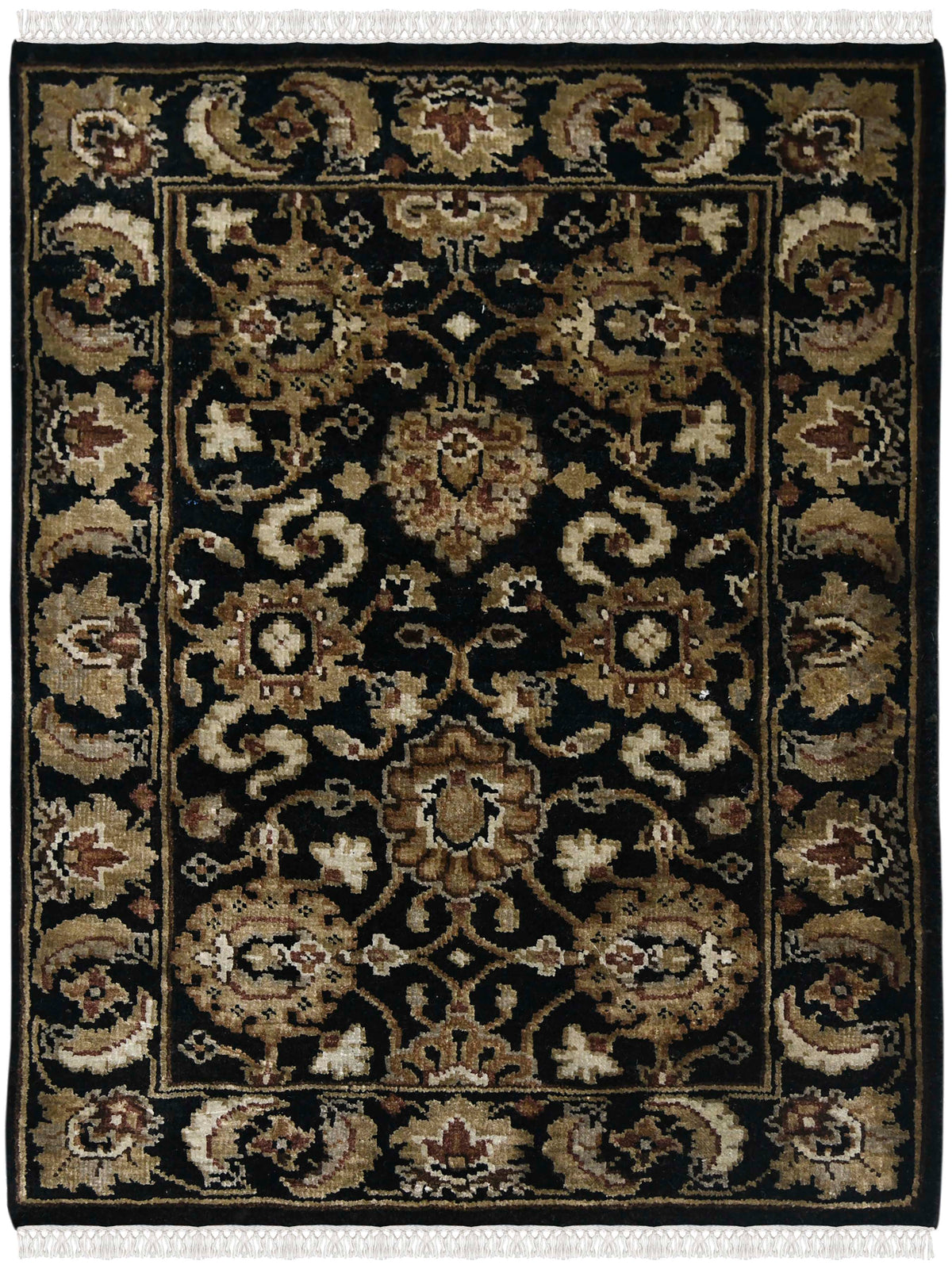 Luxor Classic Pattern Hand Knotted Rectangle Anti-Skid Designer Carpet, Prayer Rug For Office Cabins, Small Living Spaces - 2'X3' Saraswati Global