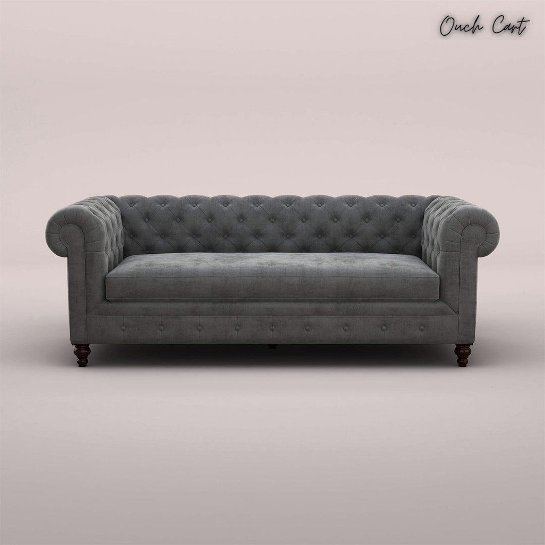 MAHARAJA FABRIC 3 SEATER SOFA (VELVET, CHARCOAL GRAY) - Ouch Cart