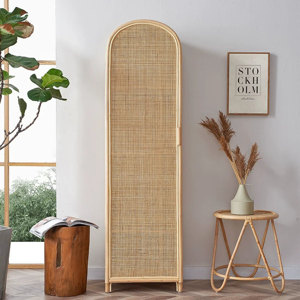 Rattan Wardrobe – Solid Wood Bedroom Storage Cabinet OUCH CART