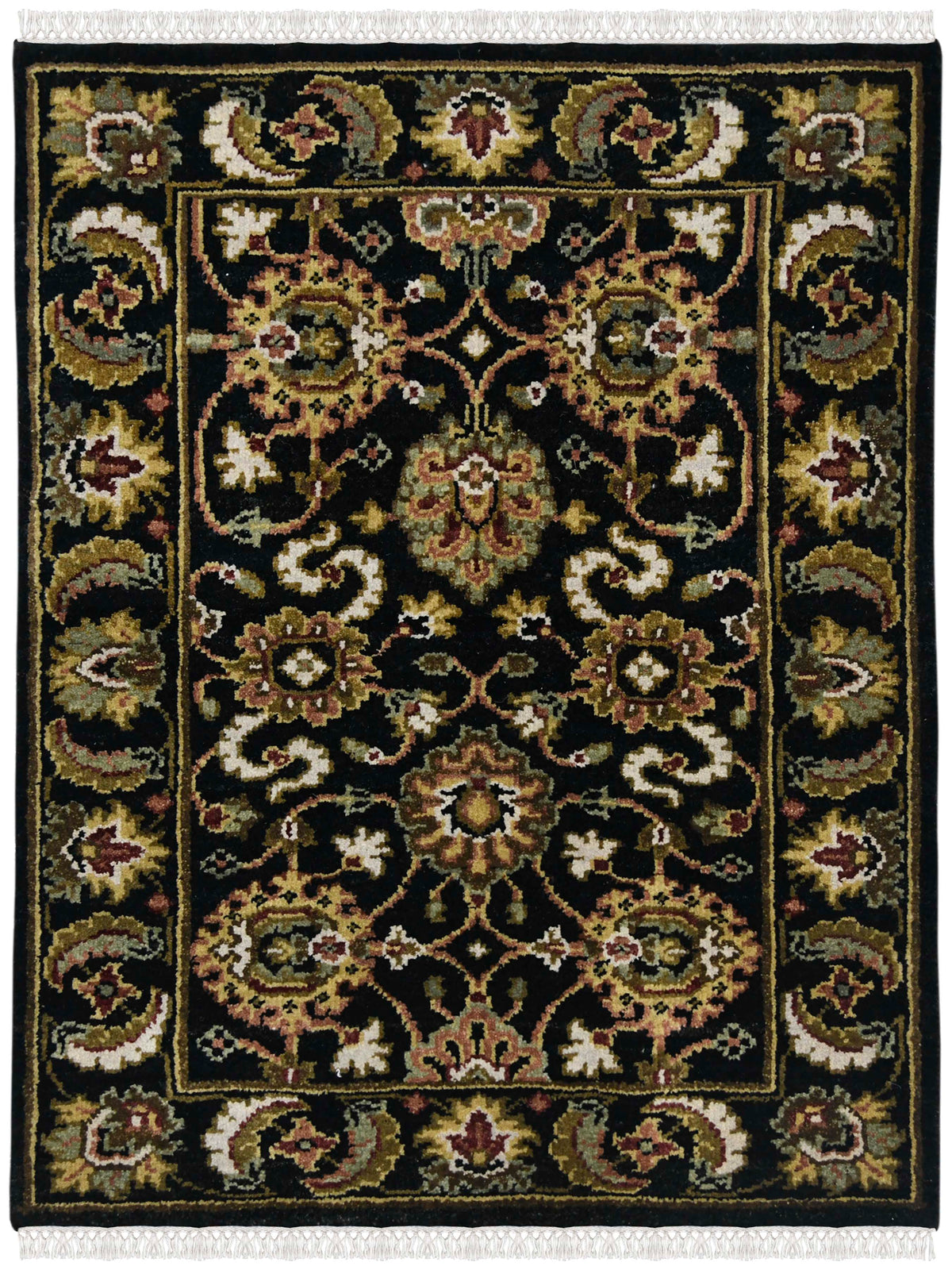 Luxor Classic Pattern Hand Knotted Rectangle Anti-Skid Designer Carpet, Prayer Rug For Office Cabins, Small Living Spaces - 2'X3' Saraswati Global