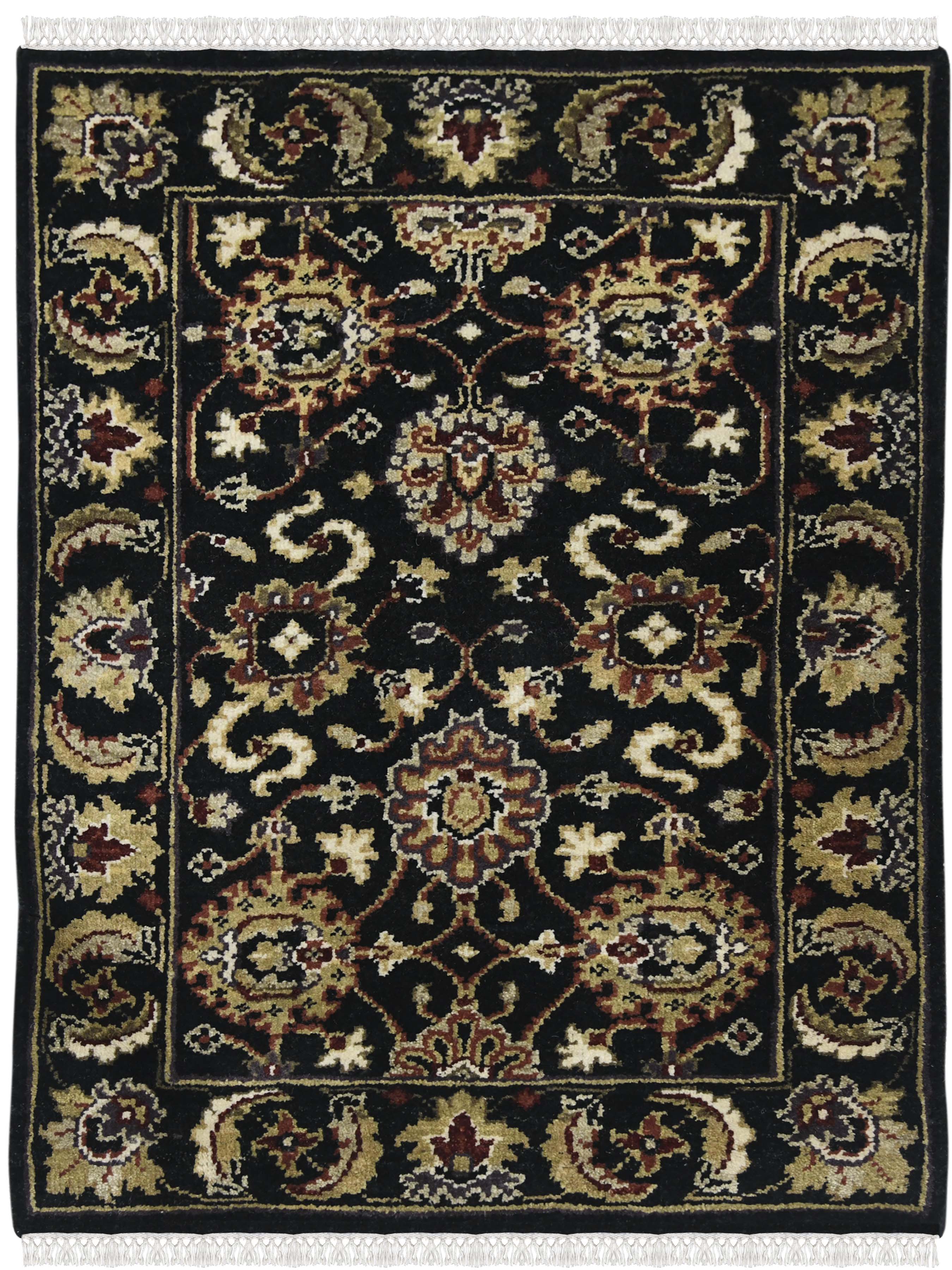 Luxor Classic Pattern Hand Knotted Rectangle Anti-Skid Designer Carpet, Prayer Rug For Office Cabins, Small Living Spaces - 2'X3'