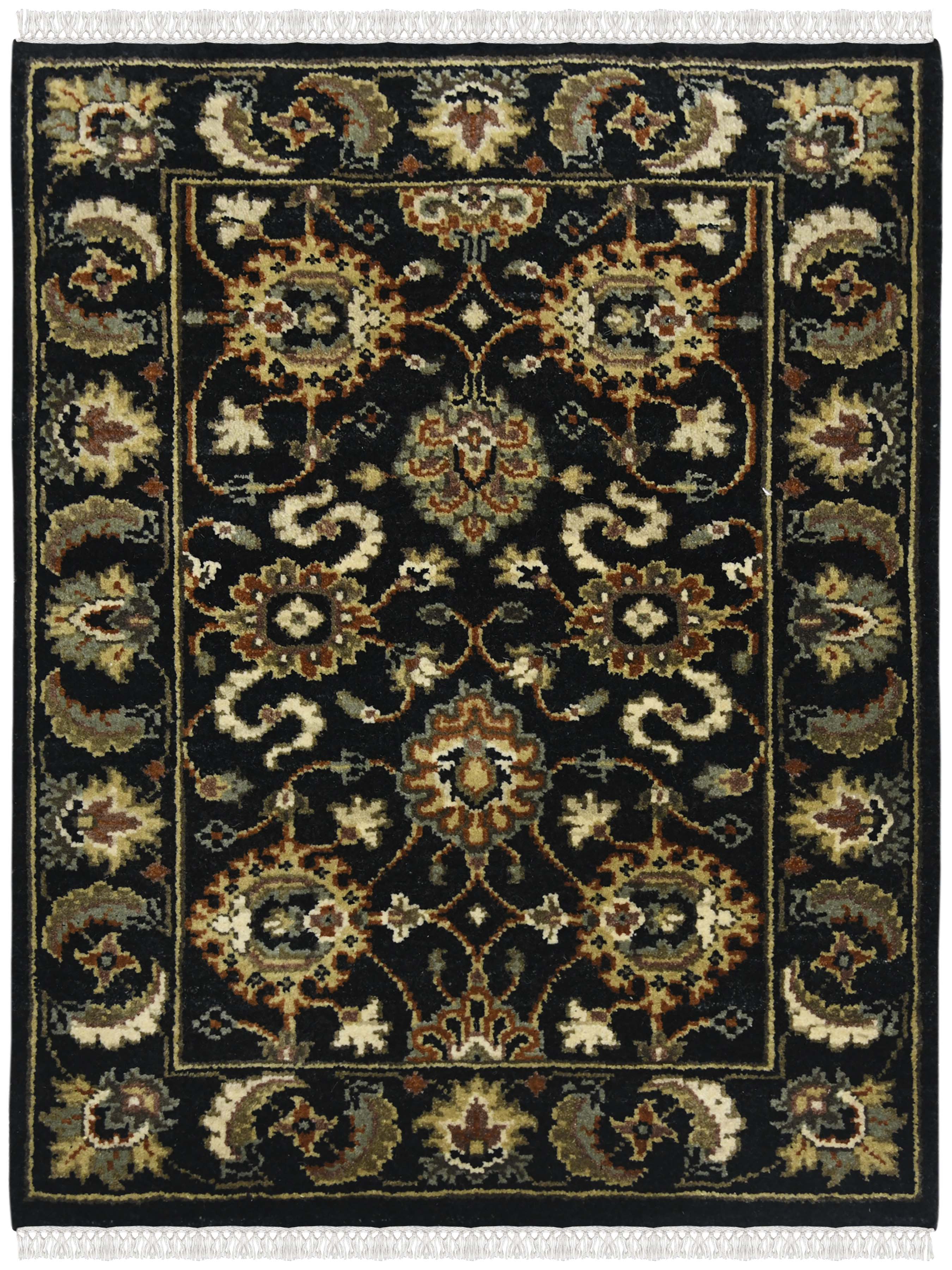 Luxor Classic Pattern Hand Knotted Rectangle Anti-Skid Designer Carpet, Prayer Rug For Office Cabins, Small Living Spaces - 2'X3'