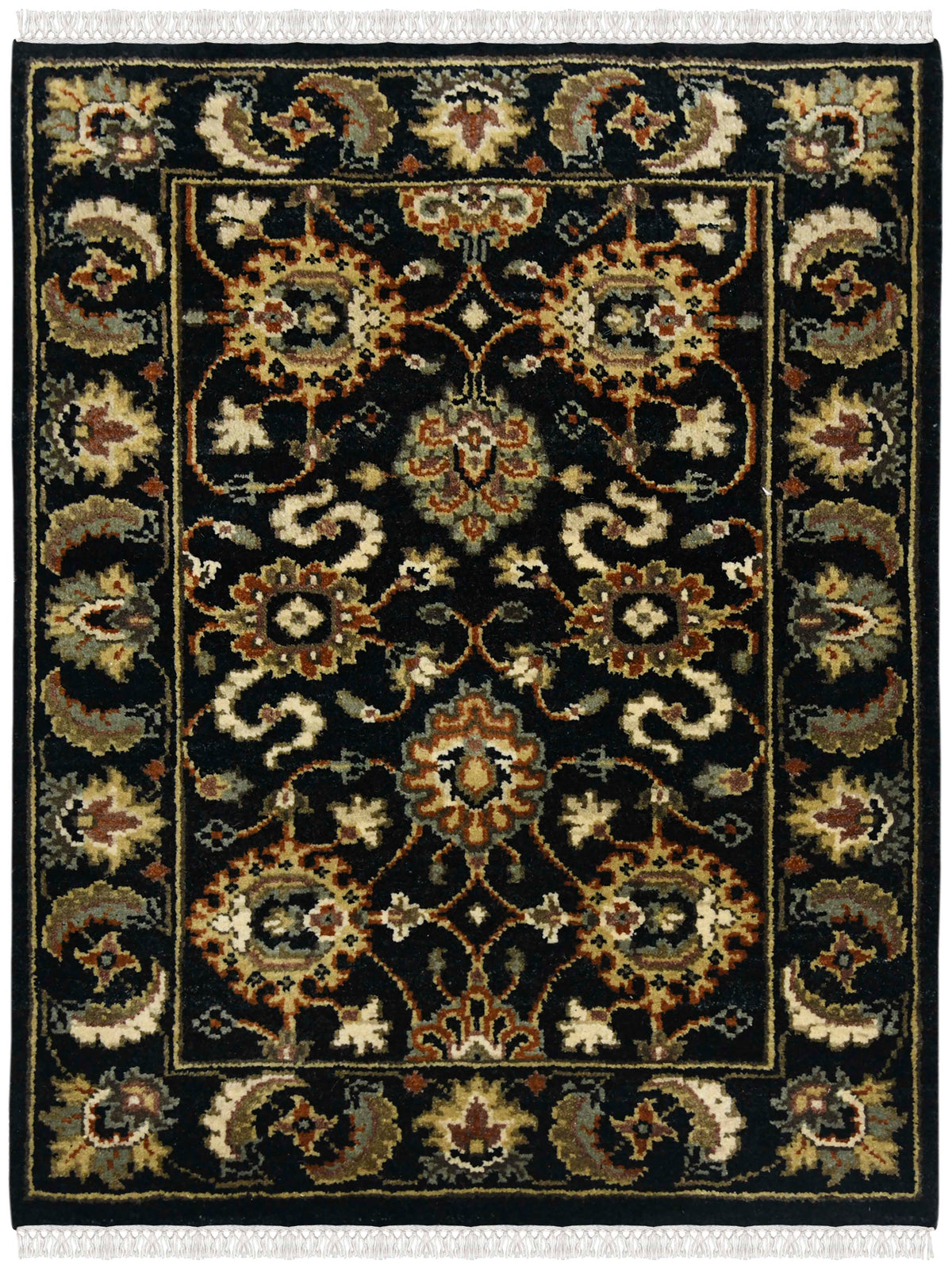 Luxor Classic Pattern Hand Knotted Rectangle Anti-Skid Designer Carpet, Prayer Rug For Office Cabins, Small Living Spaces - 2'X3' Saraswati Global