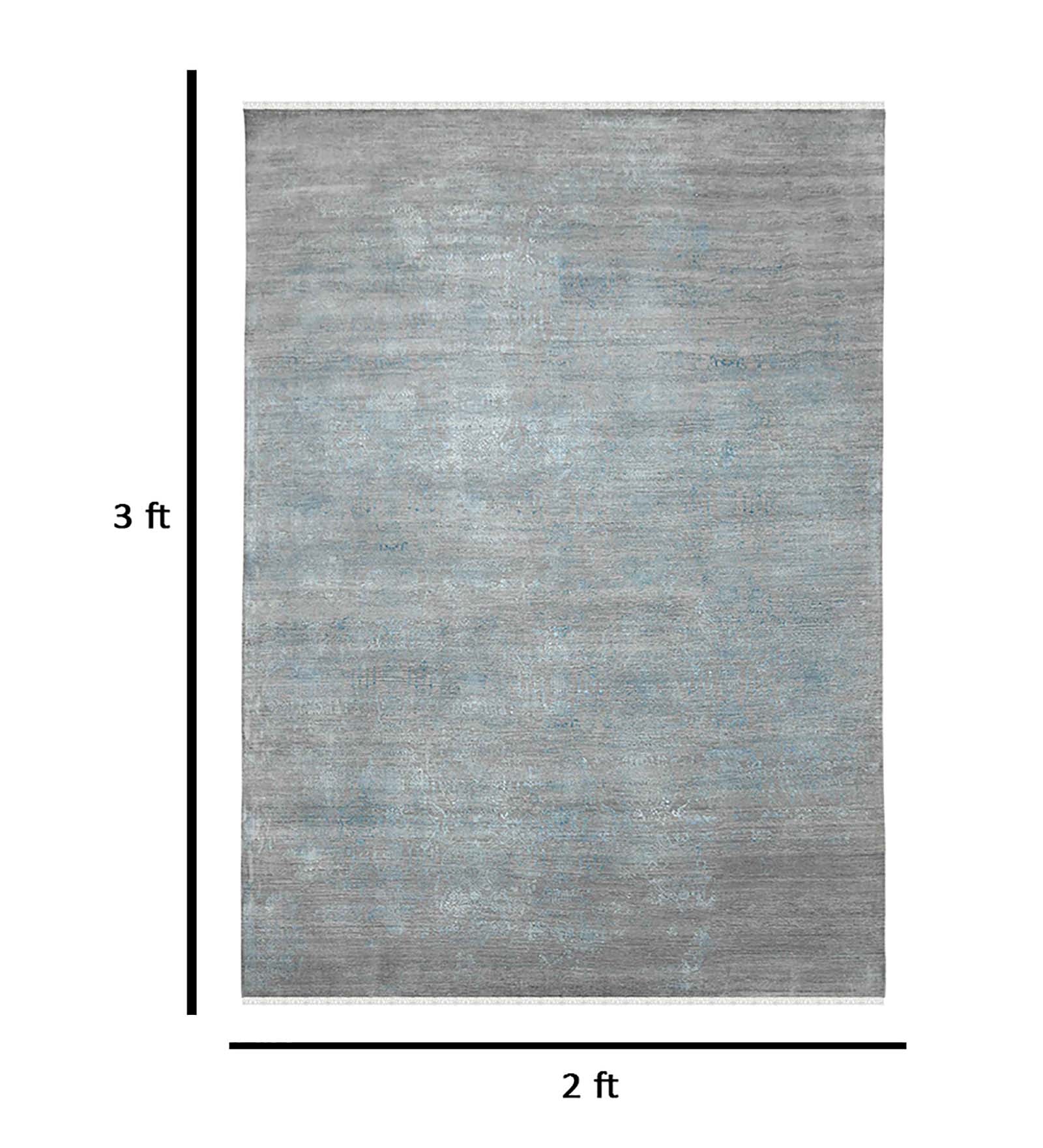Pearl Transitional Pattern Hand Knotted Rectangle Anti-Skid Designer Carpet, Prayer Rug For Office Cabins, Small Living Spaces - 2'X3'