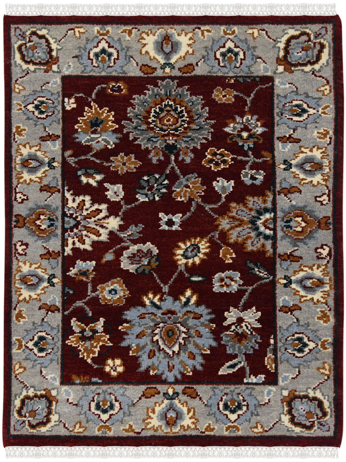 Luxor Classic Pattern Hand Knotted Rectangle Anti-Skid Designer Carpet, Prayer Rug For Office Cabins, Small Living Spaces - 2'X3' Saraswati Global