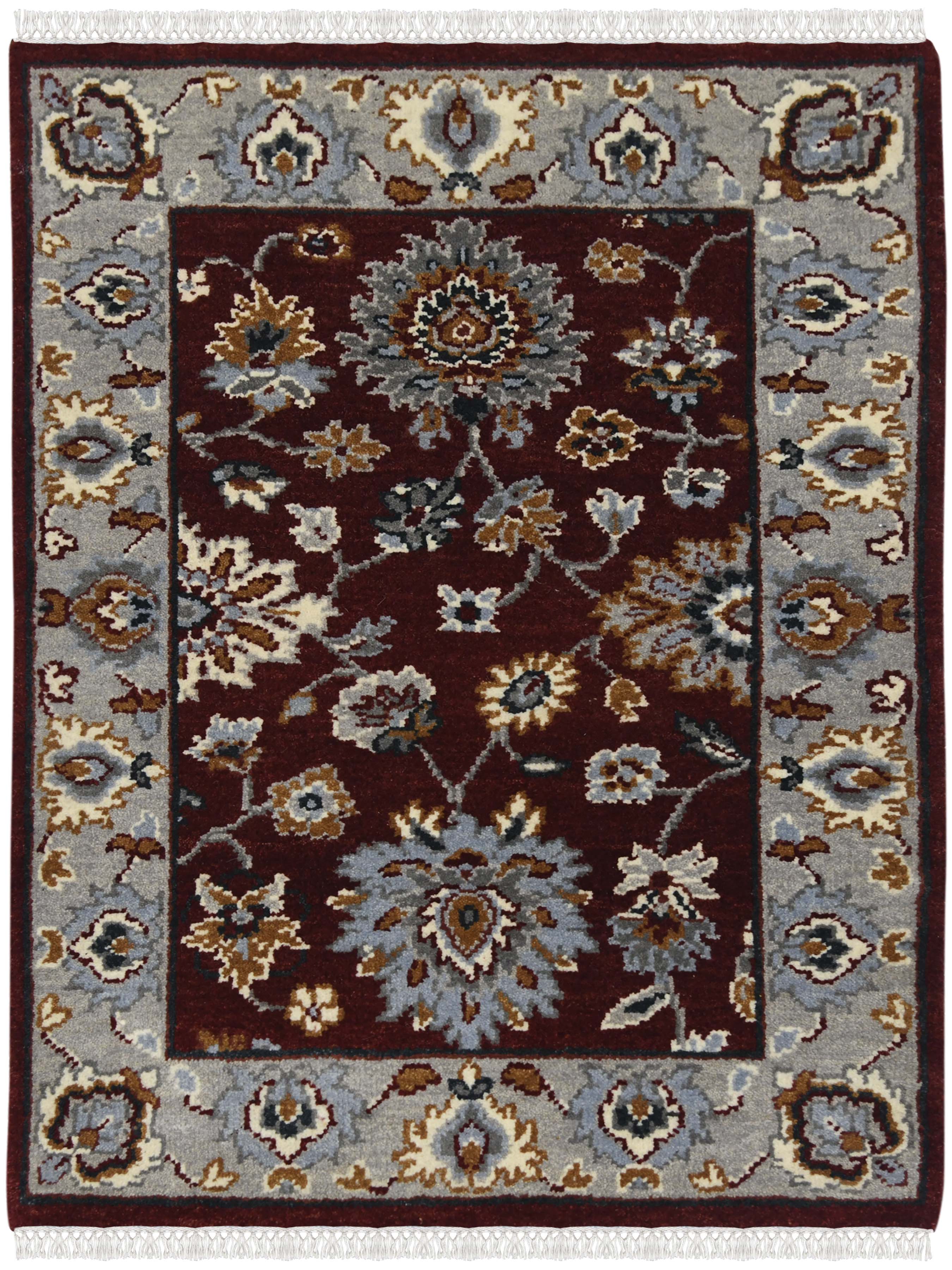 Luxor Classic Pattern Hand Knotted Rectangle Anti-Skid Designer Carpet, Prayer Rug For Office Cabins, Small Living Spaces - 2'X3'