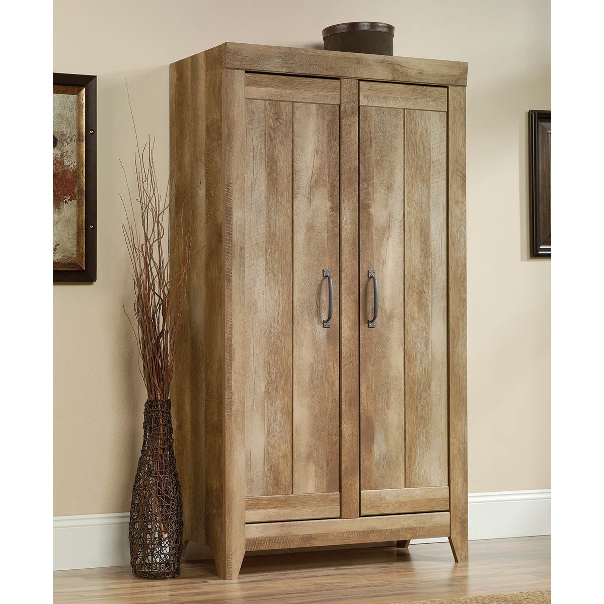 Fullon Wide Wooden Storage Cabinet – Contemporary Organizer with Shelves & Doors OUCH CART