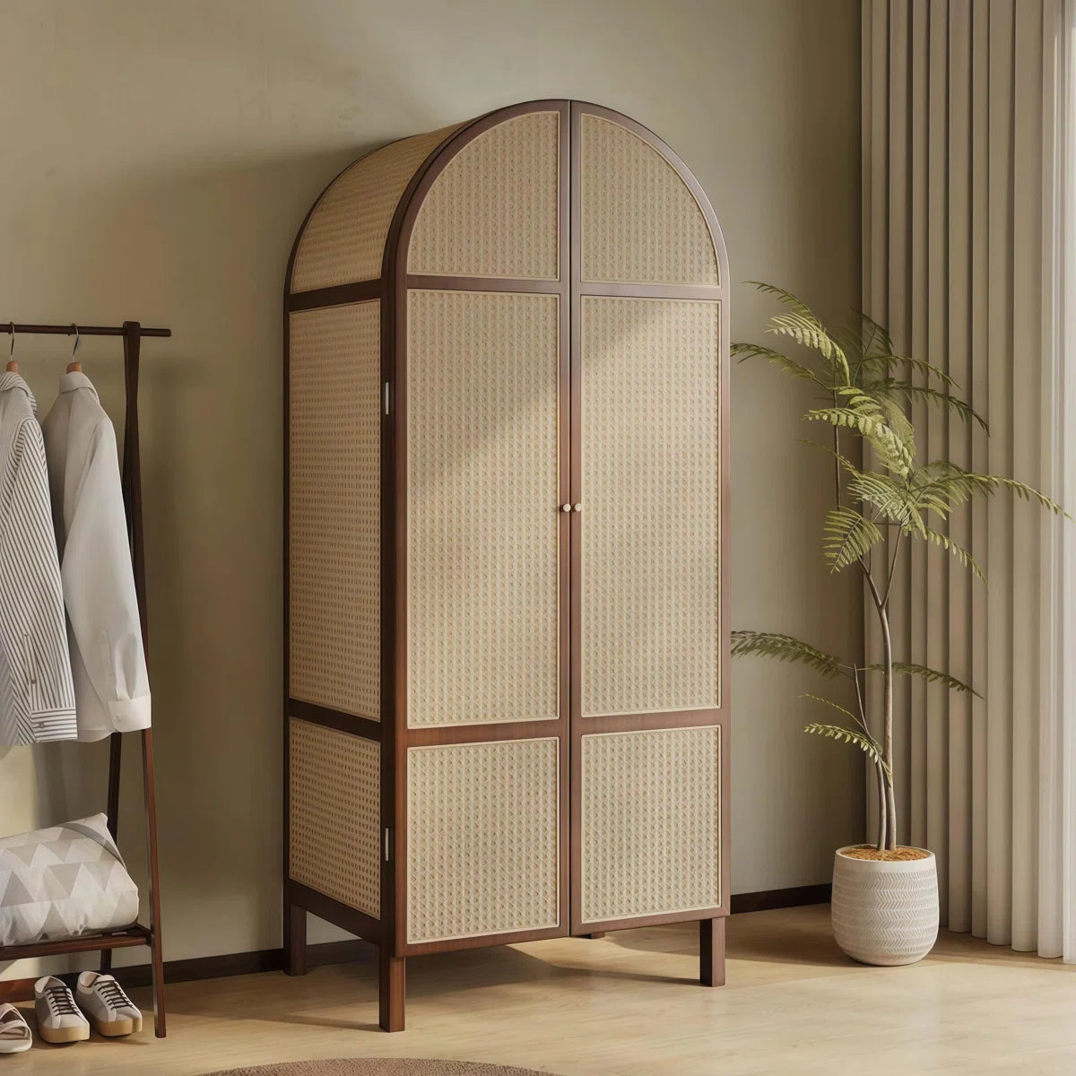Simple Retro Solid Wood Wardrobe Stylish and Durable Armoire OUCH CART