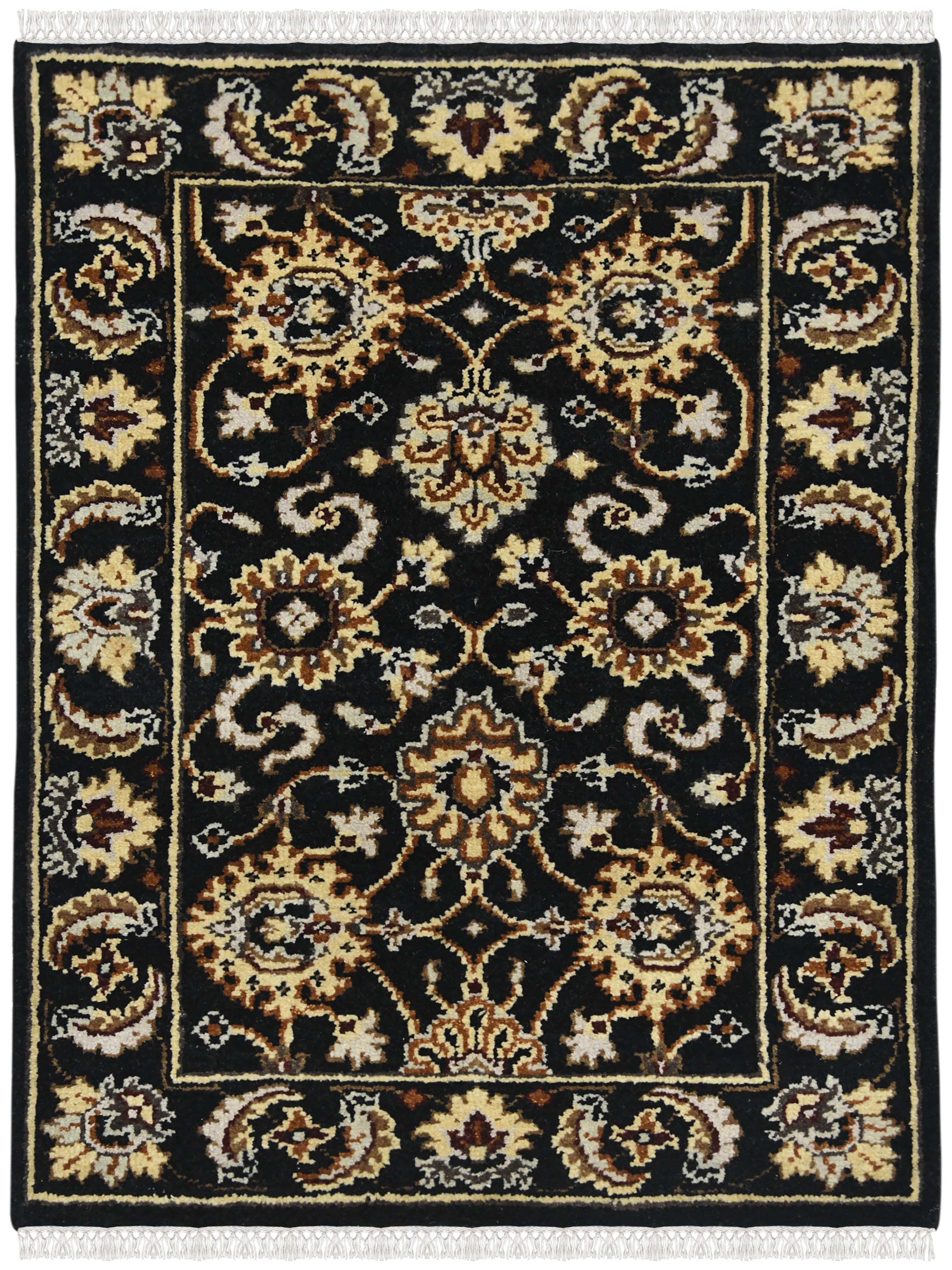 Luxor Classic Pattern Hand Knotted Rectangle Anti-Skid Designer Carpet, Prayer Rug For Office Cabins, Small Living Spaces - 2'X3'