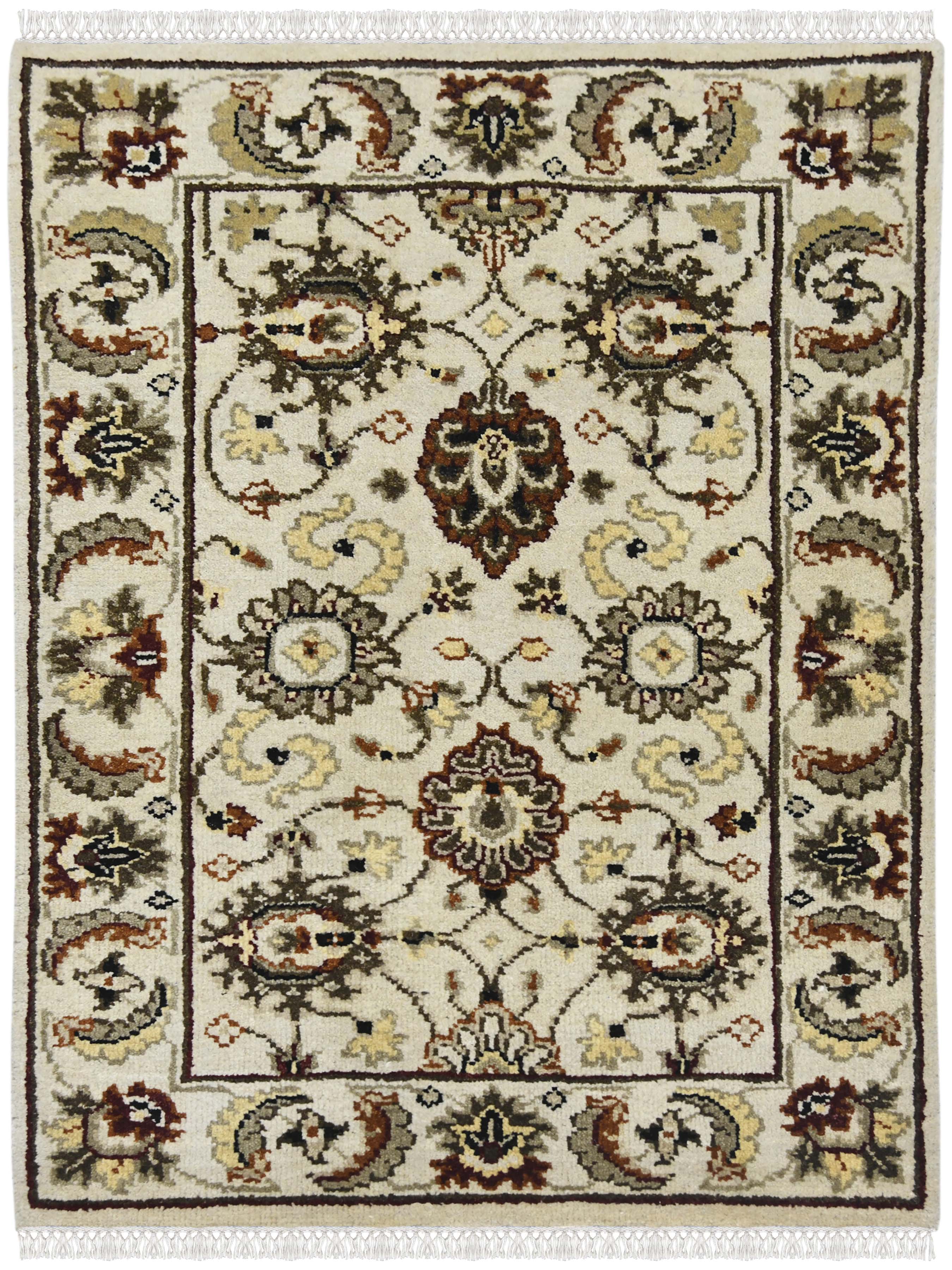 Luxor Classic Pattern Hand Knotted Rectangle Anti-Skid Designer Carpet, Prayer Rug For Office Cabins, Small Living Spaces - 2'X3'