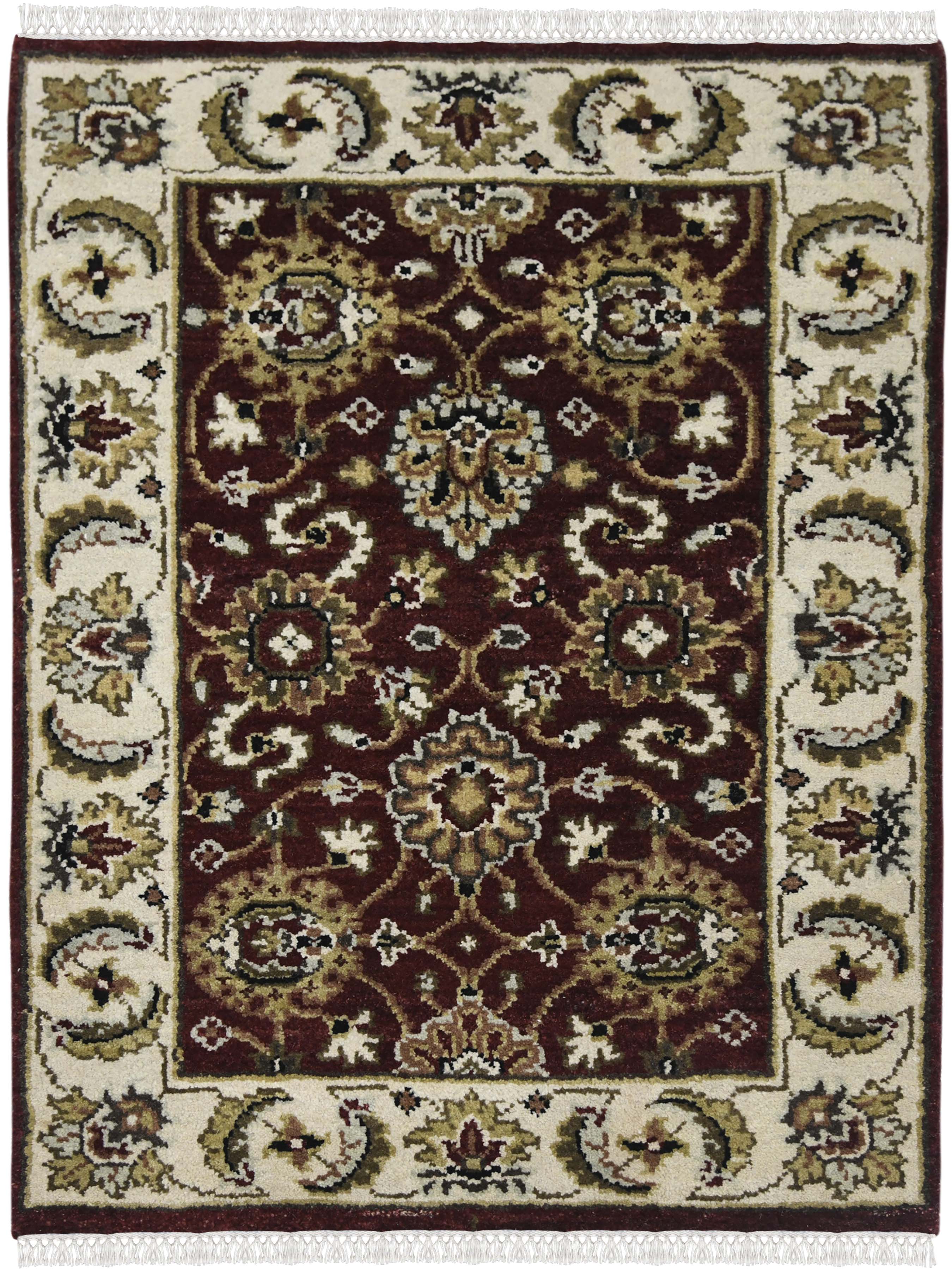 Luxor Classic Pattern Hand Knotted Rectangle Anti-Skid Designer Carpet, Prayer Rug For Office Cabins, Small Living Spaces - 2'X3'