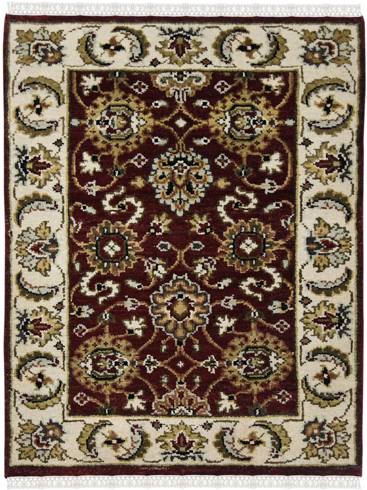 Luxor Classic Pattern Hand Knotted Rectangle Anti-Skid Designer Carpet, Prayer Rug For Office Cabins, Small Living Spaces - 2'X3' Saraswati Global