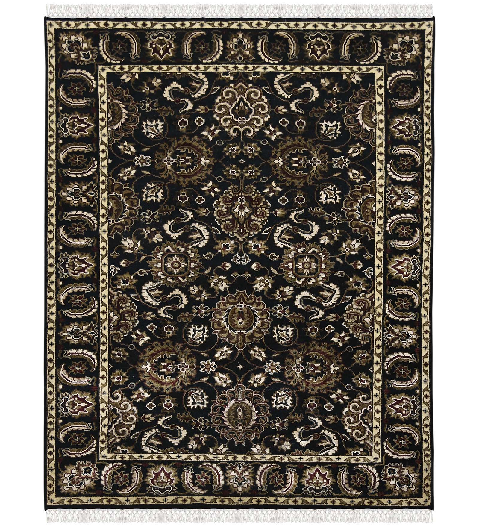 Luxor Classic Pattern Hand Knotted Rectangle Anti-Skid Designer Carpet, Prayer Rug For Office Cabins, Small Living Spaces - 4'X6'