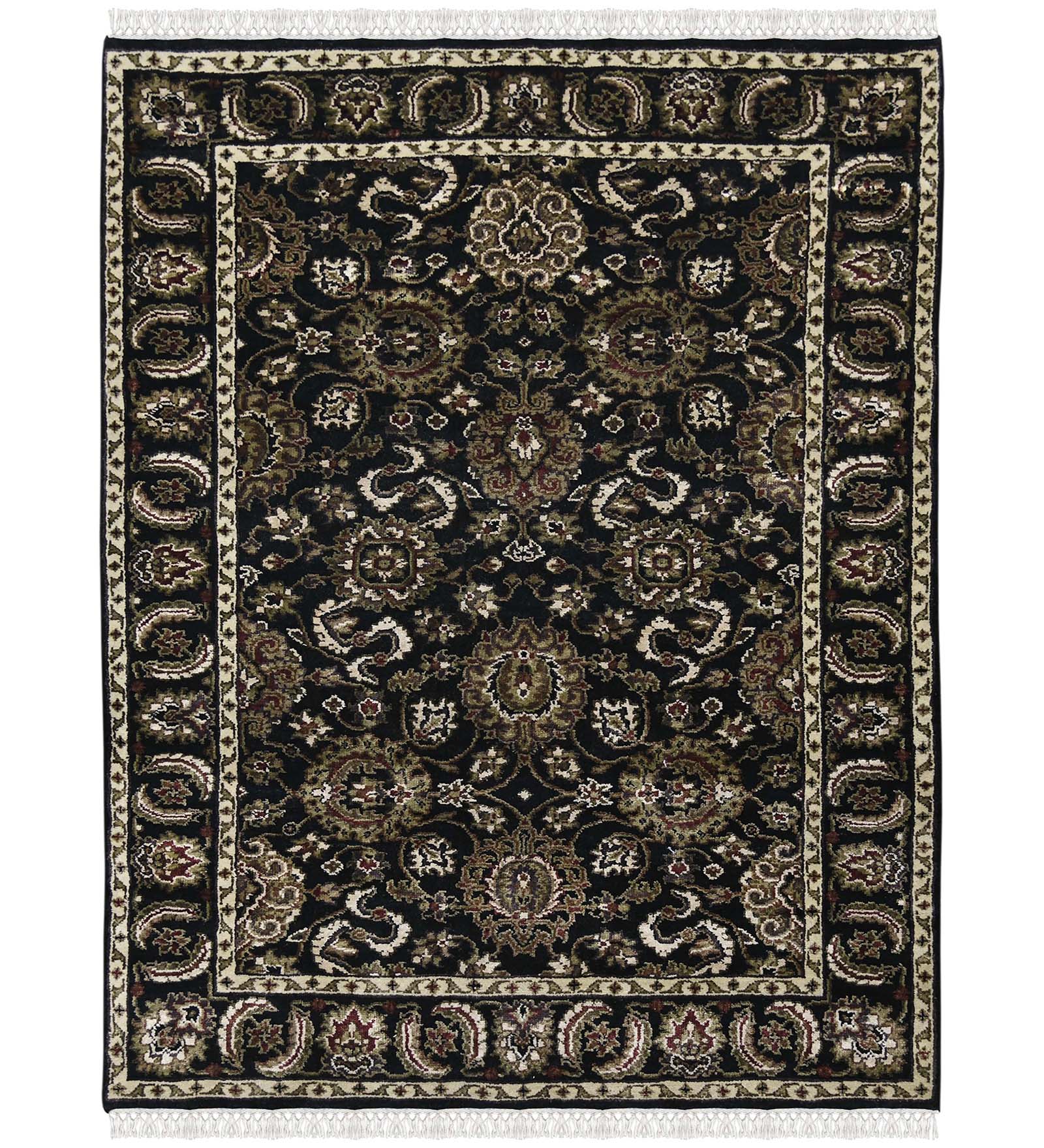 Luxor Classic Pattern Hand Knotted Rectangle Anti-Skid Designer Carpet, Prayer Rug For Office Cabins, Small Living Spaces - 4'X6'