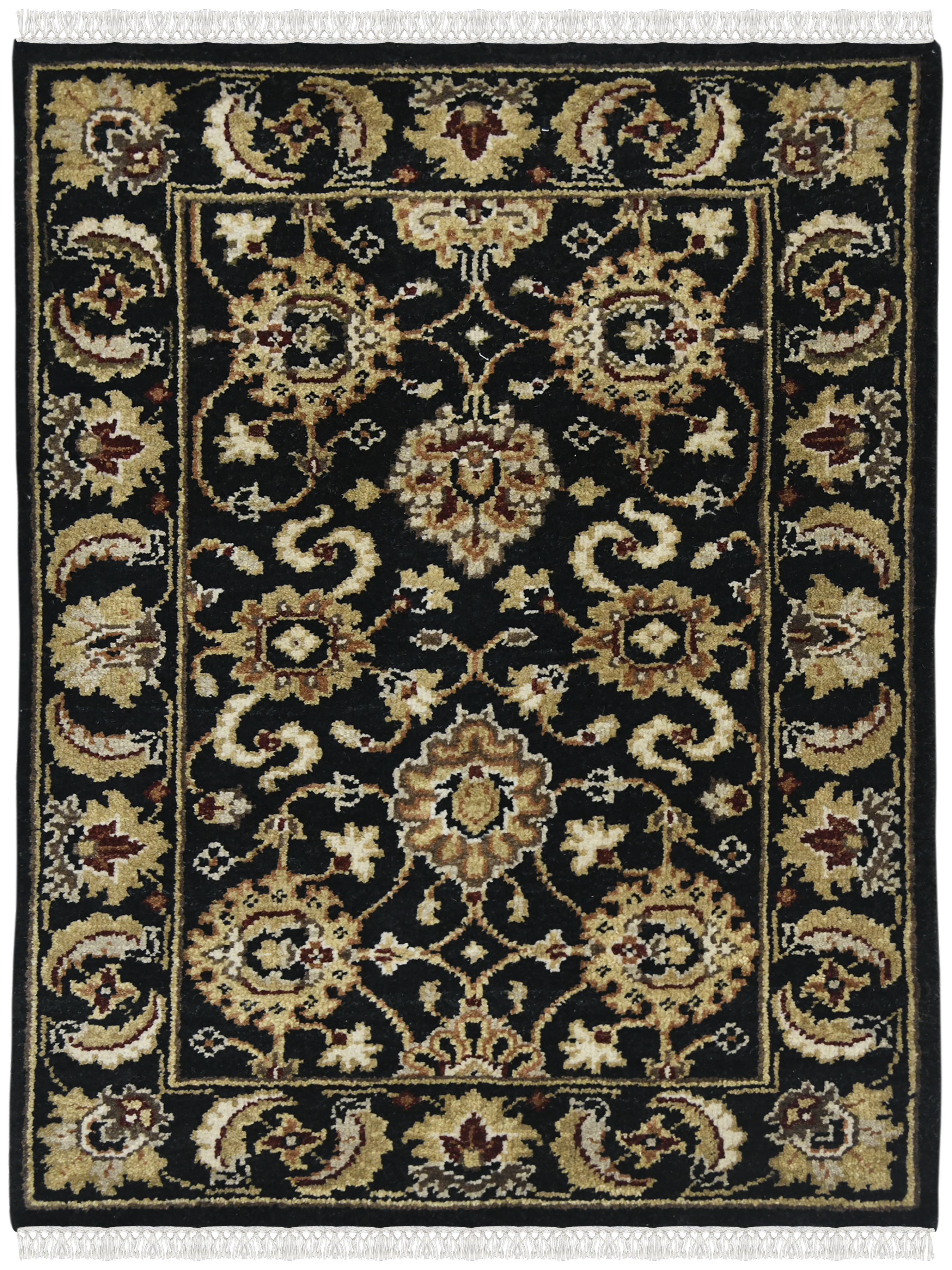 Luxor Classic Pattern Hand Knotted Rectangle Anti-Skid Designer Carpet, Prayer Rug For Office Cabins, Small Living Spaces - 2'X3'