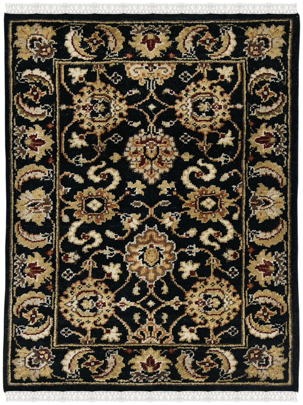Luxor Classic Pattern Hand Knotted Rectangle Anti-Skid Designer Carpet, Prayer Rug For Office Cabins, Small Living Spaces - 2'X3' Saraswati Global