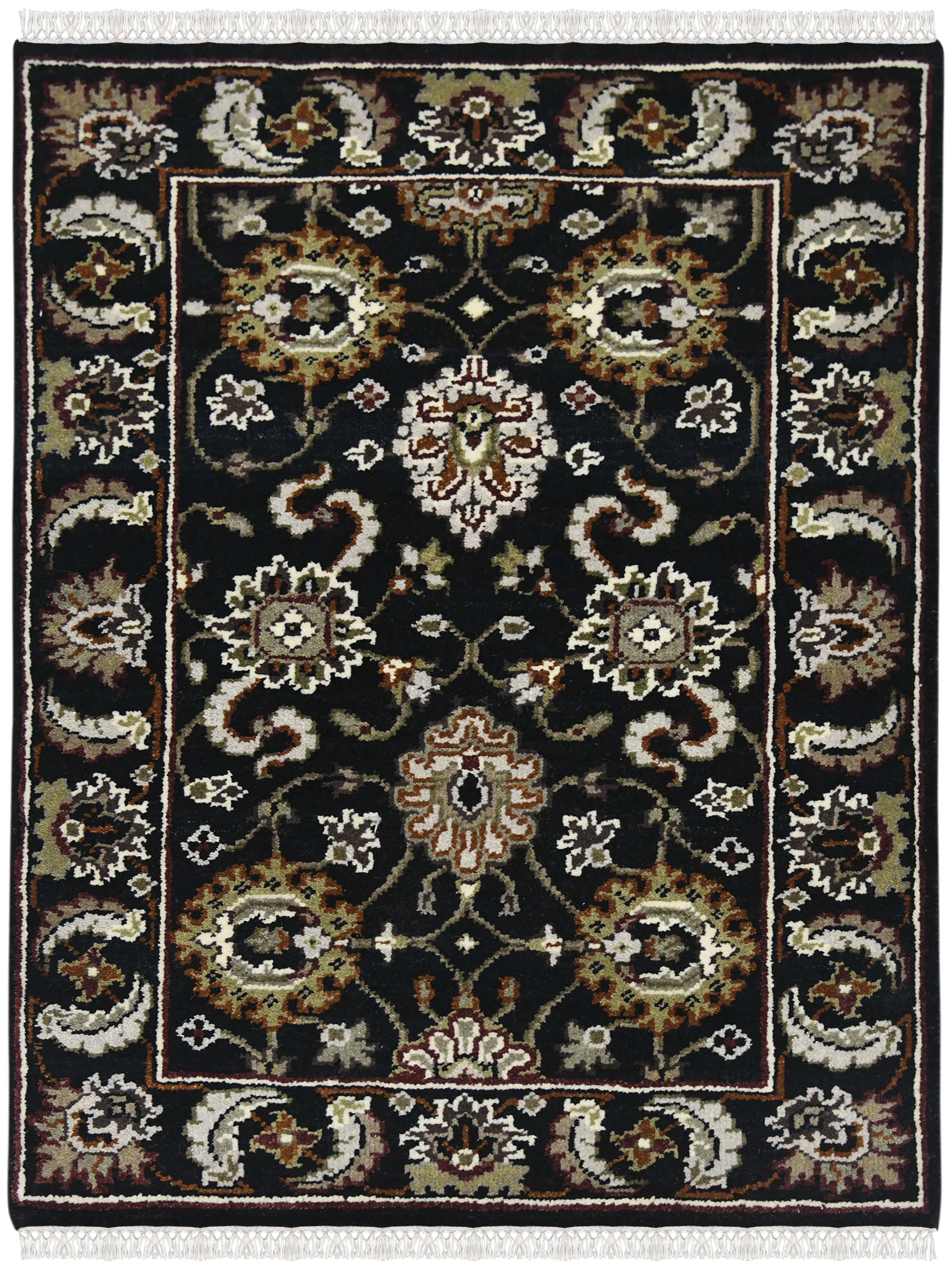 Luxor Classic Pattern Hand Knotted Rectangle Anti-Skid Designer Carpet, Prayer Rug For Office Cabins, Small Living Spaces - 2'X3'