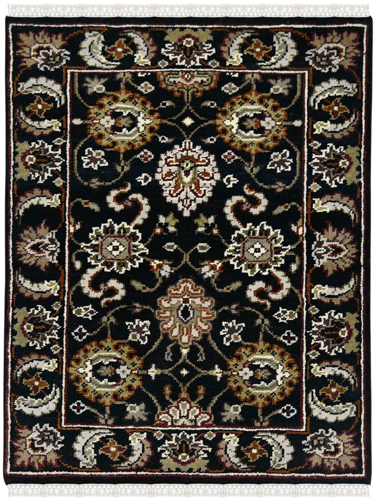 Luxor Classic Pattern Hand Knotted Rectangle Anti-Skid Designer Carpet, Prayer Rug For Office Cabins, Small Living Spaces - 2'X3' Saraswati Global