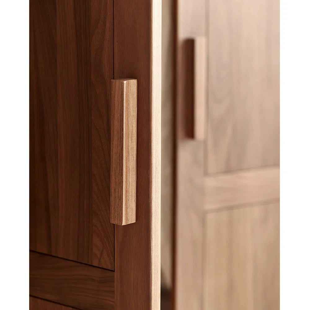 Minimalist Chinese-Style Bedroom Wardrobe – Retro Wooden Storage Cabinet