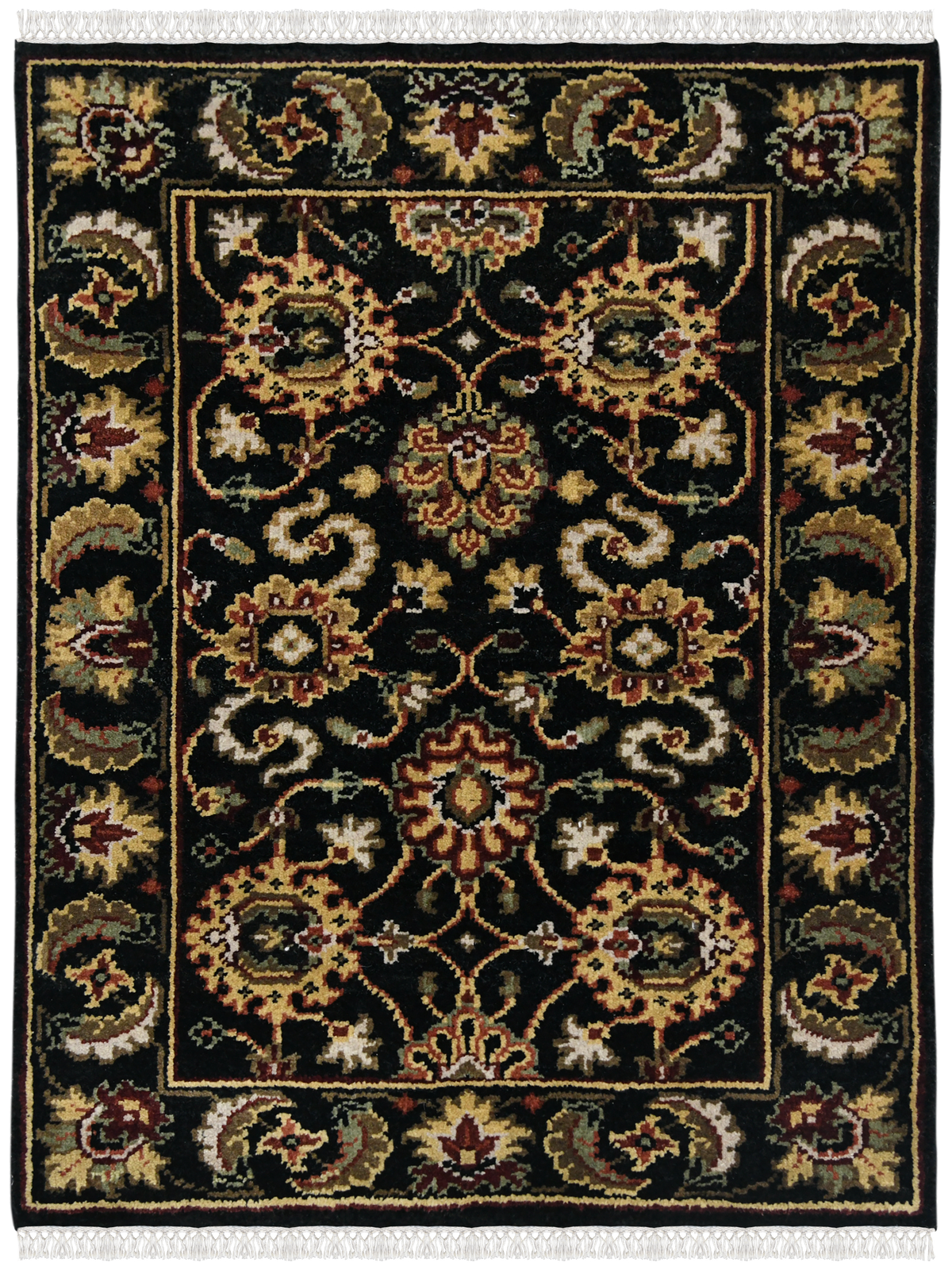 Luxor Classic Pattern Hand Knotted Rectangle Anti-Skid Designer Carpet, Prayer Rug For Office Cabins, Small Living Spaces - 2'X3' Saraswati Global