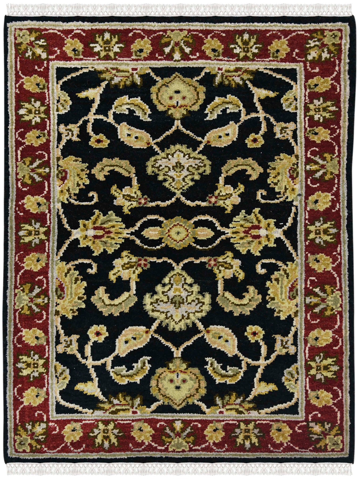 Luxor Classic Pattern Hand Knotted Rectangle Anti-Skid Designer Carpet, Prayer Rug For Office Cabins, Small Living Spaces - 2'X3' Saraswati Global