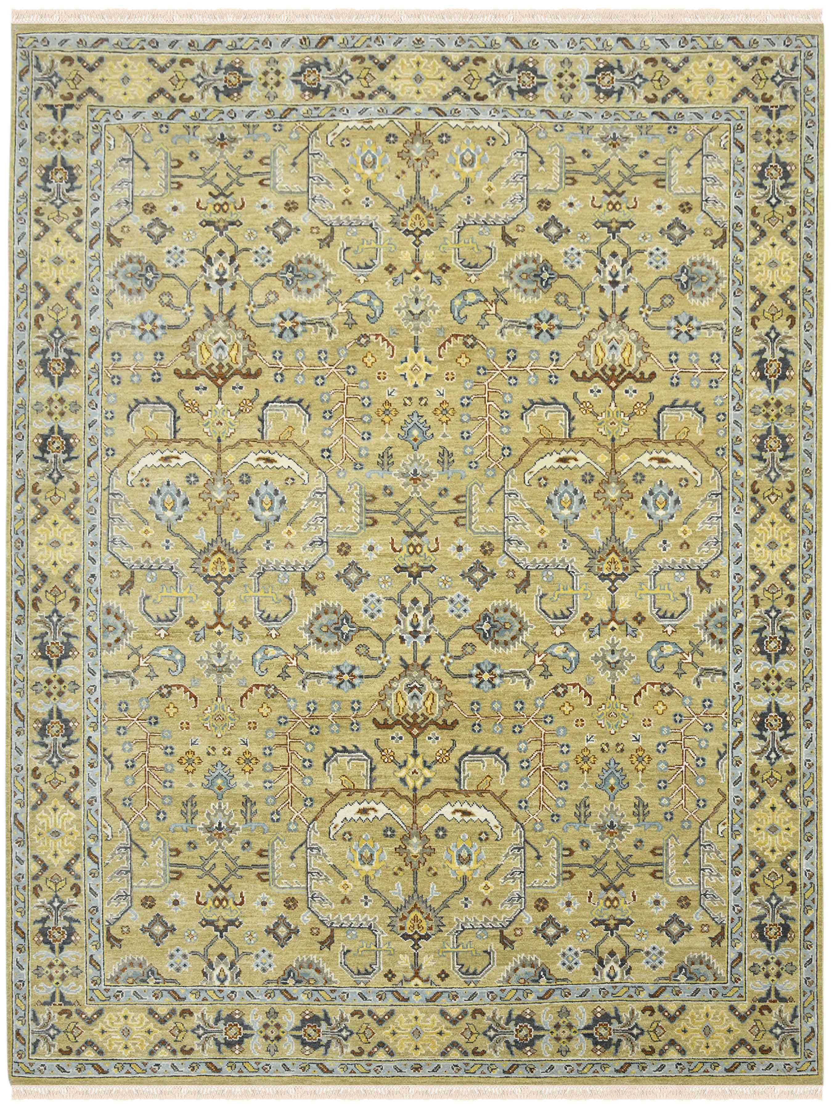 Bristol Traditional Pattern Hand Knotted Rectangle Anti-Skid Designer Carpet, Area Rug For Bed Room, Living Room - 9'x12'