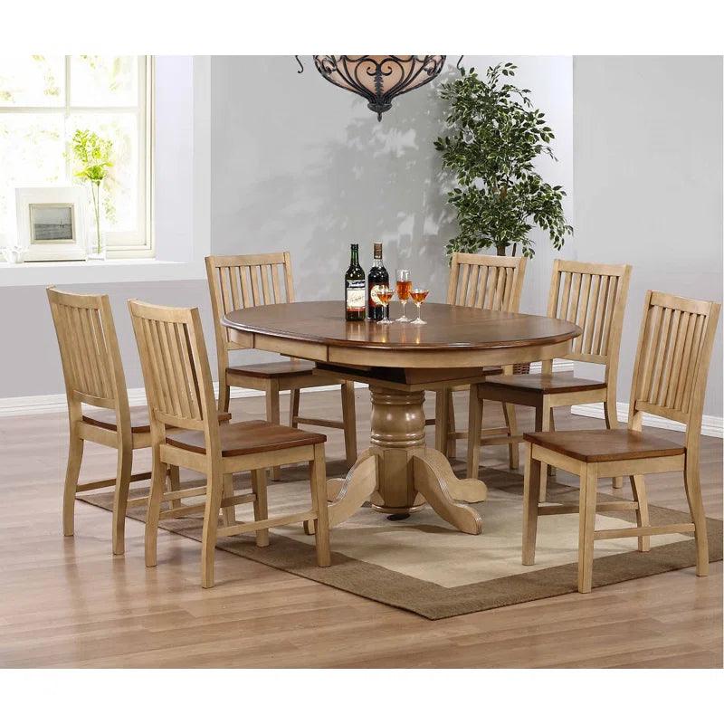7 - Piece Extendable Solid Wood Top Pedestal Dining Set - Ouch Cart