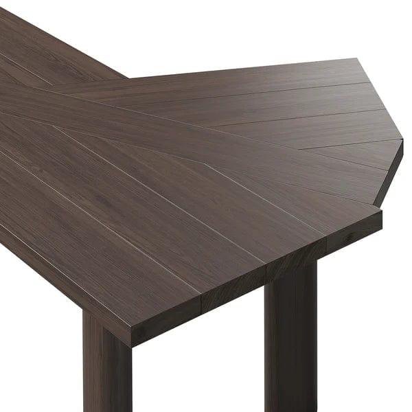 Takumi L-Shape Writing Desk with 1 Drawer Wood Corner Desk Irregular Top - Ouch Cart