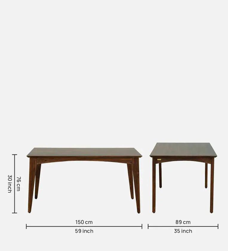Imported Latin Teak Wood 6 Seater Dining Set In Provincial Teak Finish - Ouch Cart