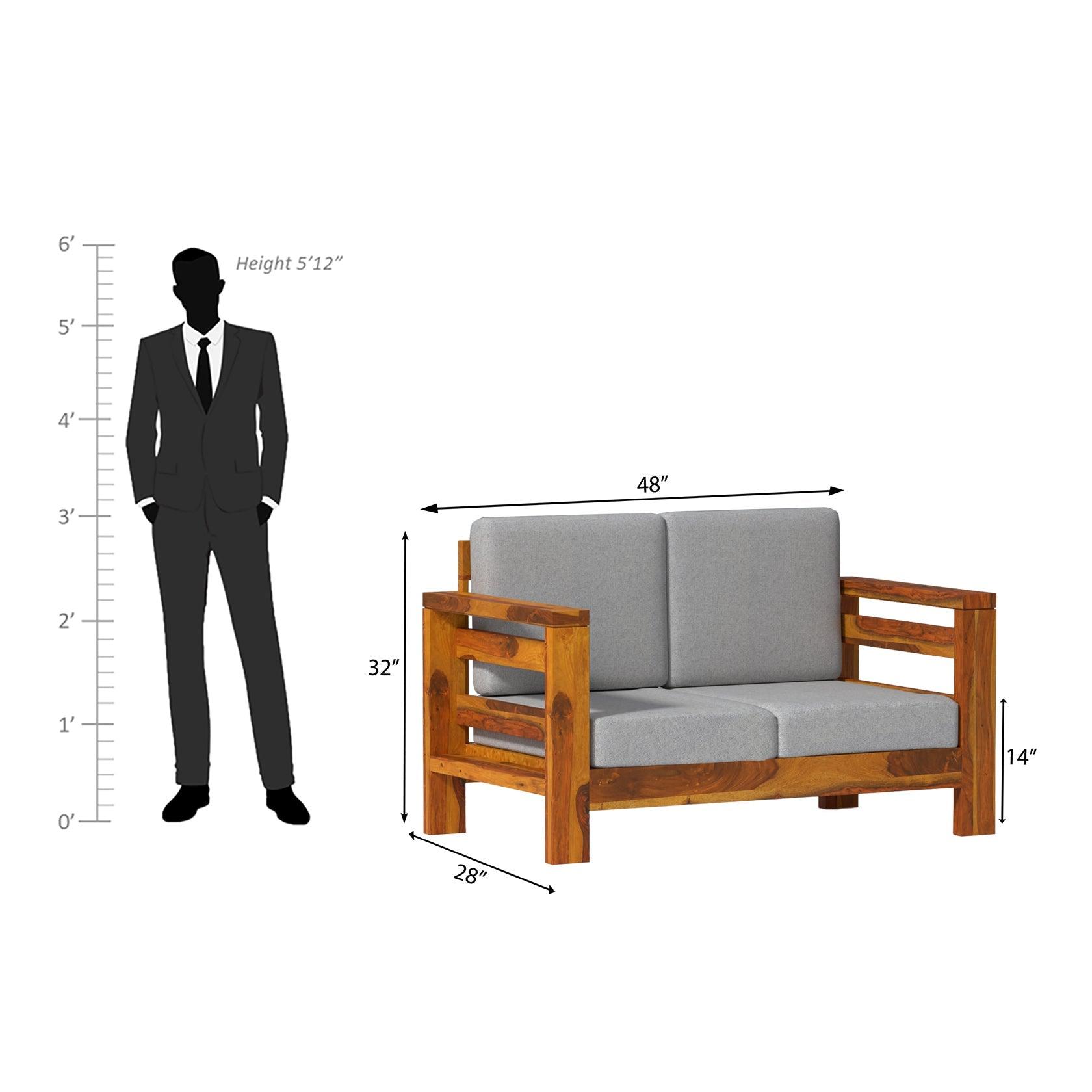 Eirini Elegance Sheesham Wood sofa In Light Honey Color - Ouch Cart