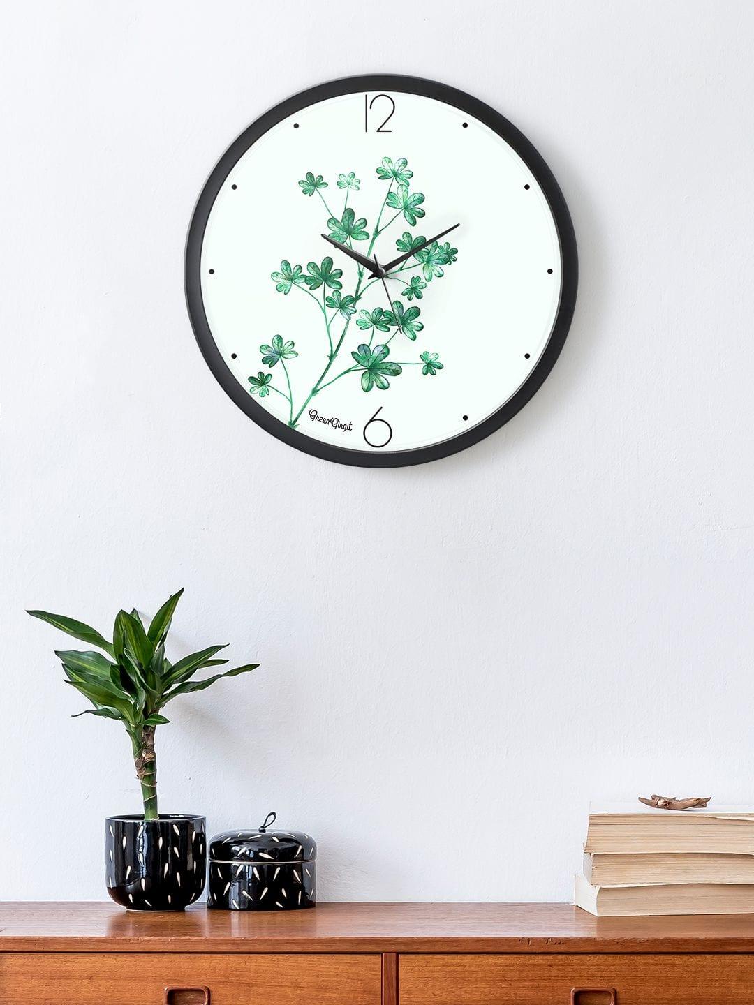 Green leaves Multicolor Wall Clock - Ouch Cart