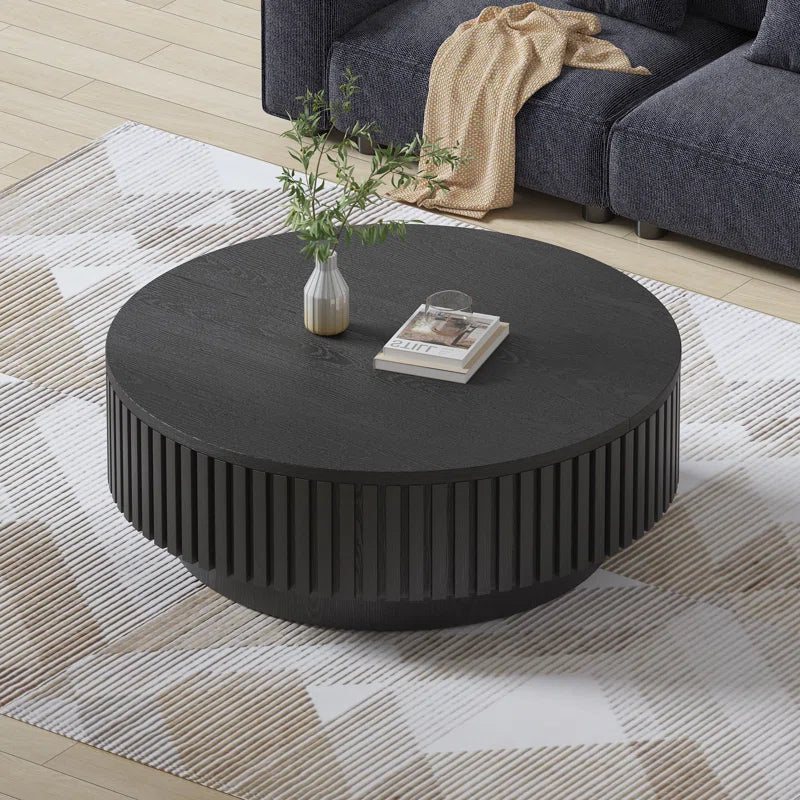 Modern Round Coffee Table,Wood Coffee Table with Storage for Living Room