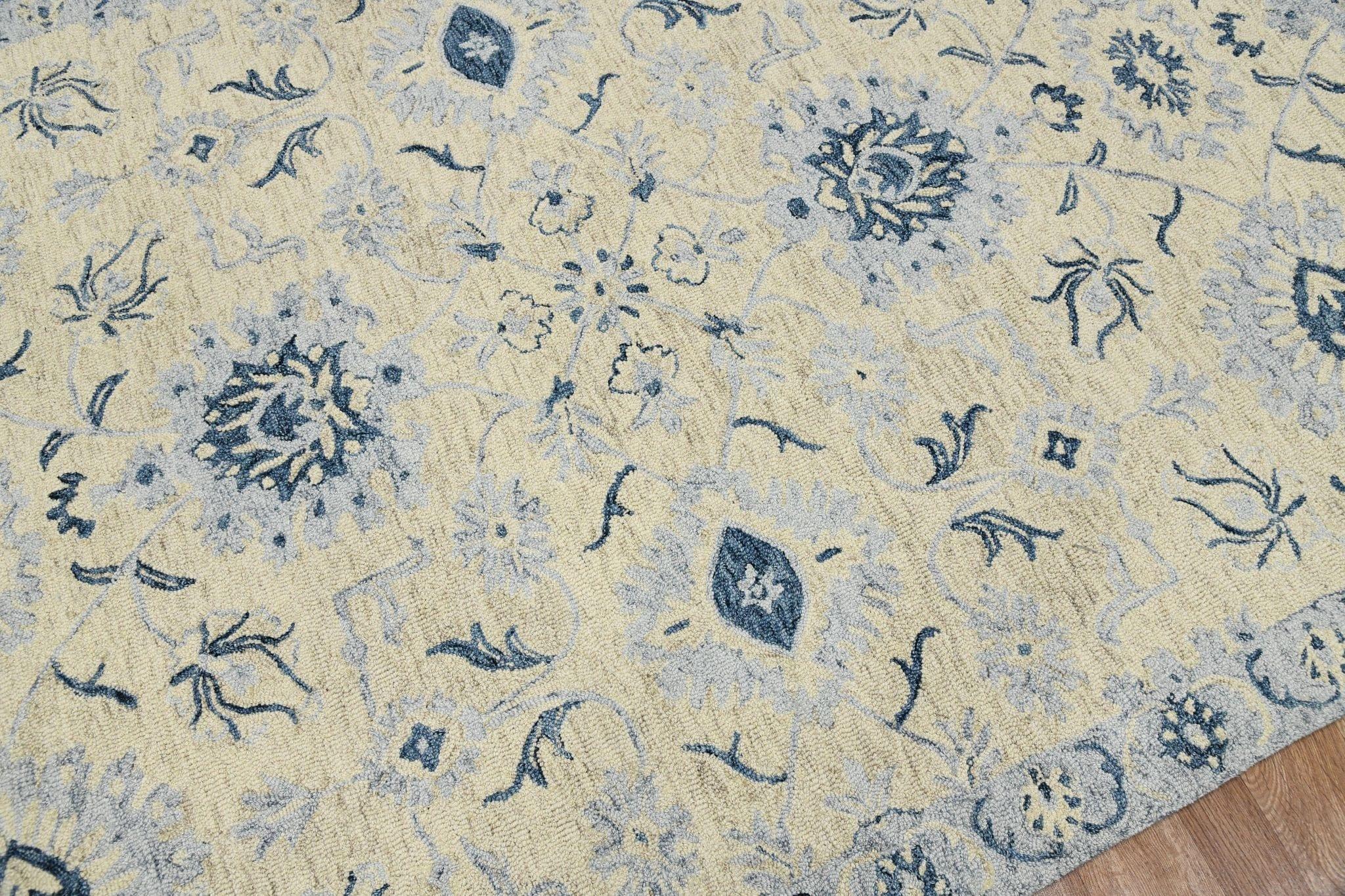 Light Blue Wool Romania 5x8 Feet Hand-Tufted Carpet - Rug - Ouch Cart