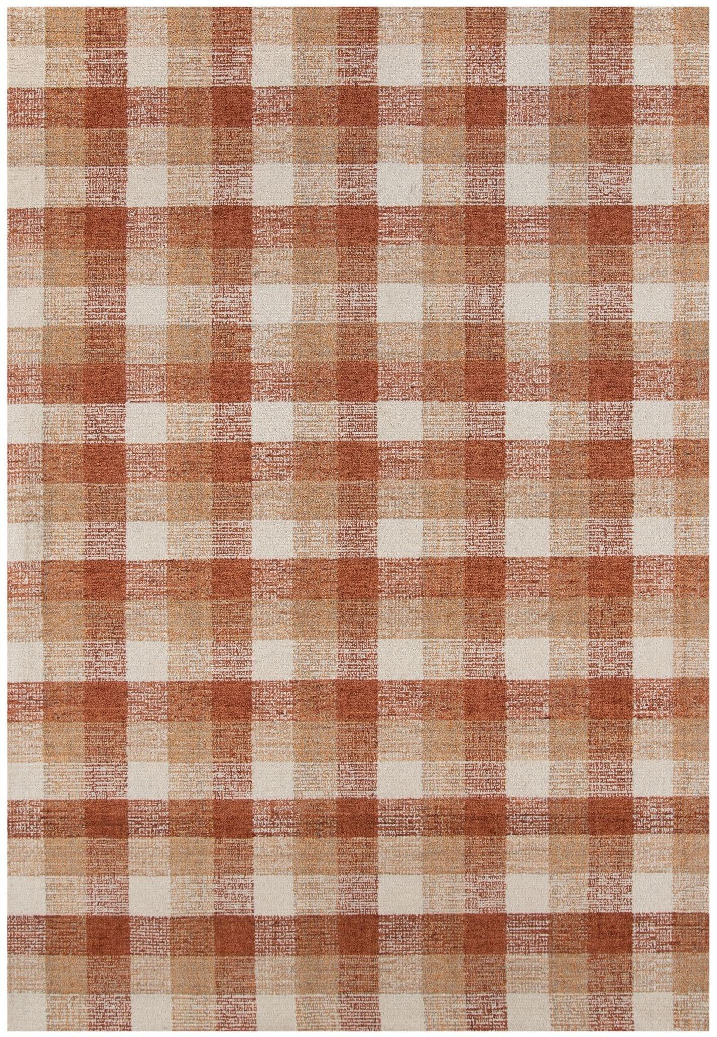 Orange Wool Tartan 8X10 Feet Hand-Tufted Carpet - Rug - Ouch Cart