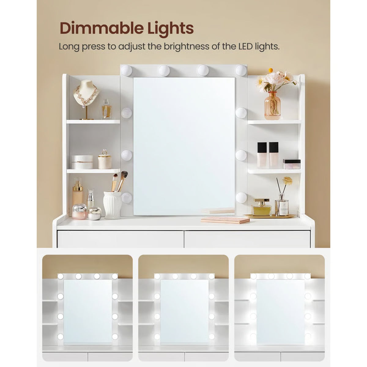 Modern Bedroom Vanity Desk 39.4'' Wide with and 6 Drawers