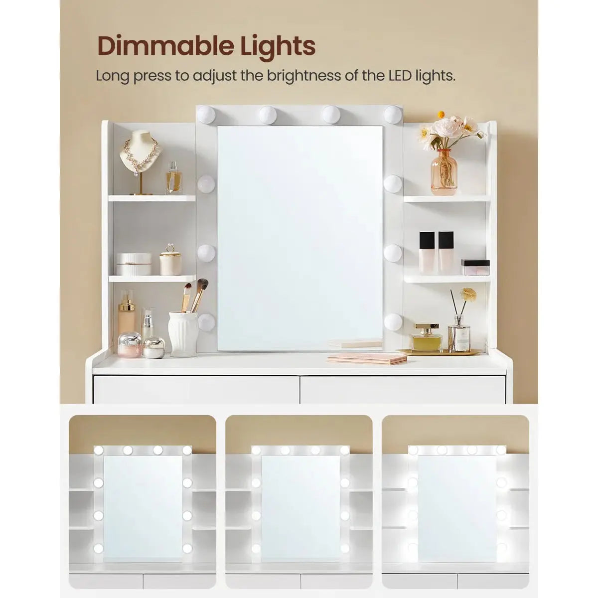 Modern Bedroom Vanity Desk 39.4'' Wide with and 6 Drawers