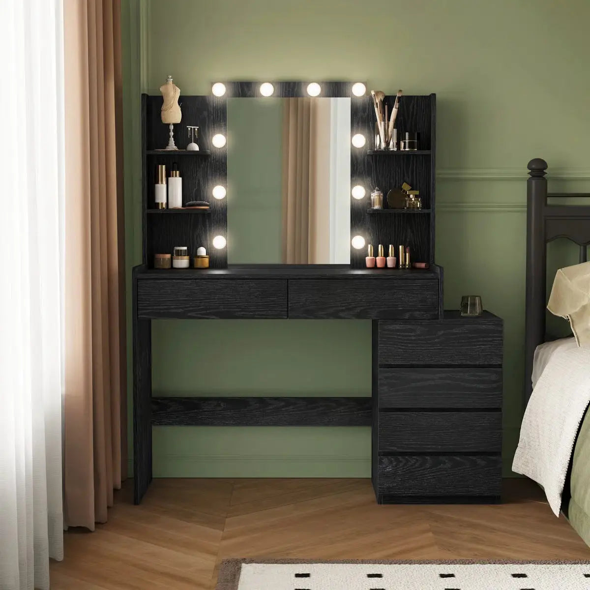 Modern Bedroom Vanity Desk 39.4'' Wide with and 6 Drawers