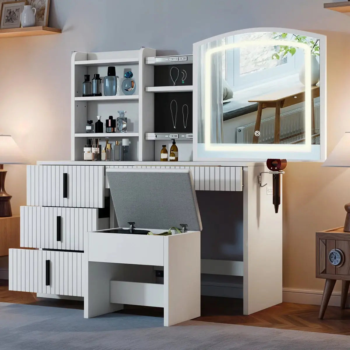 39.5" Fluted Makeup Vanity Desk - OUCH CART | Dressing table