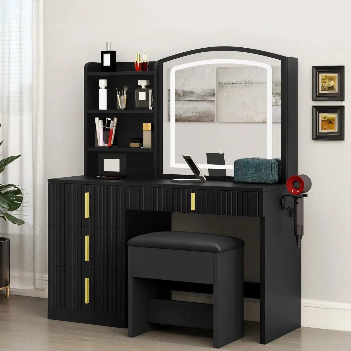 39.5" Fluted Makeup Vanity Desk - OUCH CART | Dressing table