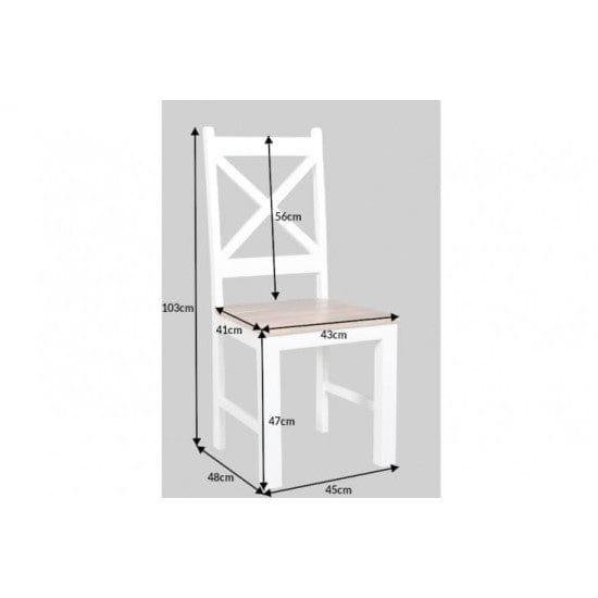 Whitewave Solid Wood Dining Chairs Set of 2 Made of Mango Wood White Rustic Finish (2 Chairs) - Ouch Cart